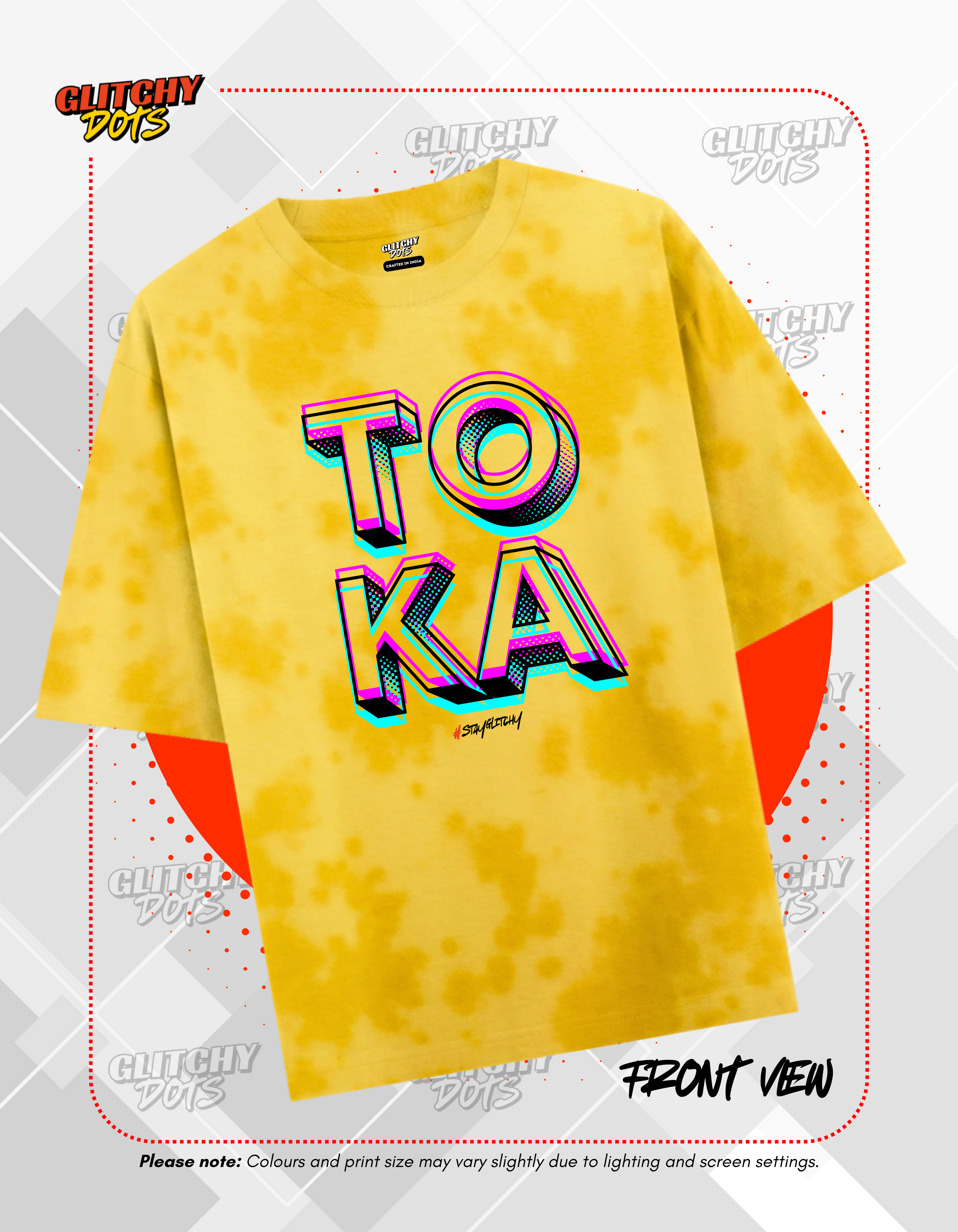 TOKA Yellow Oversized Men Graphic T-shirt