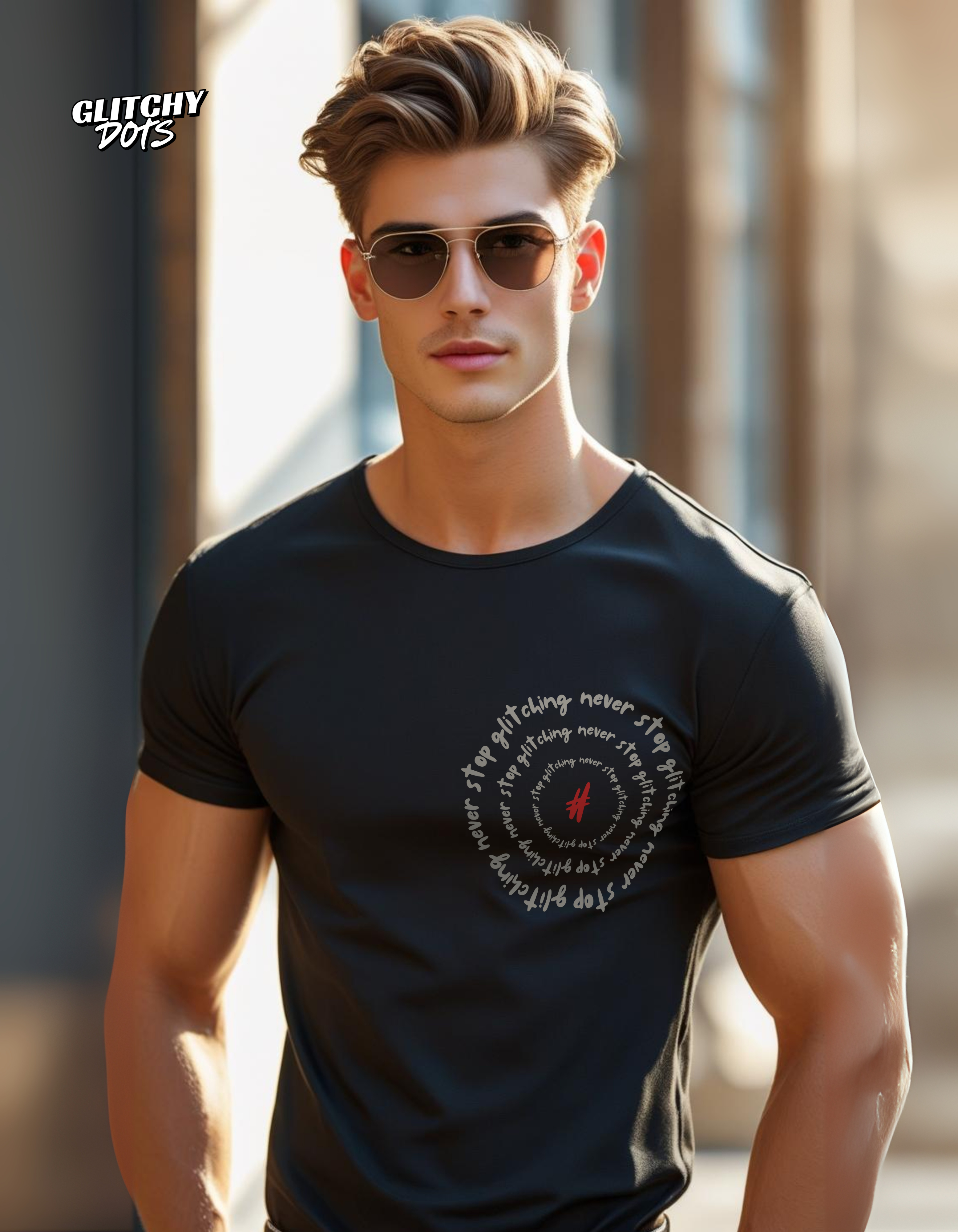 Never Stop Glitching Black T-Shirt