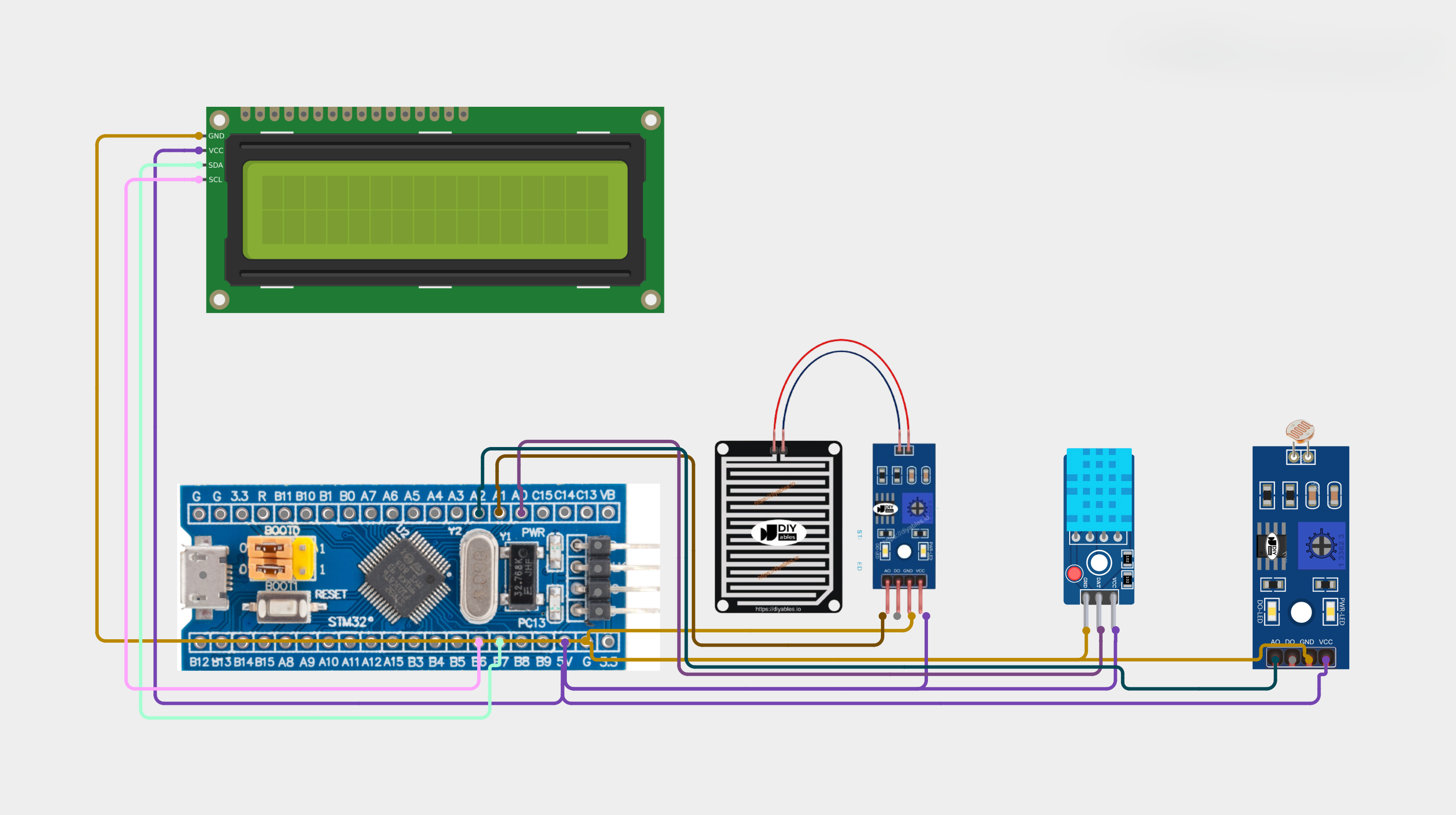 Weather Monitoring System Using STM32F103C8T6 with I2C LCD Display