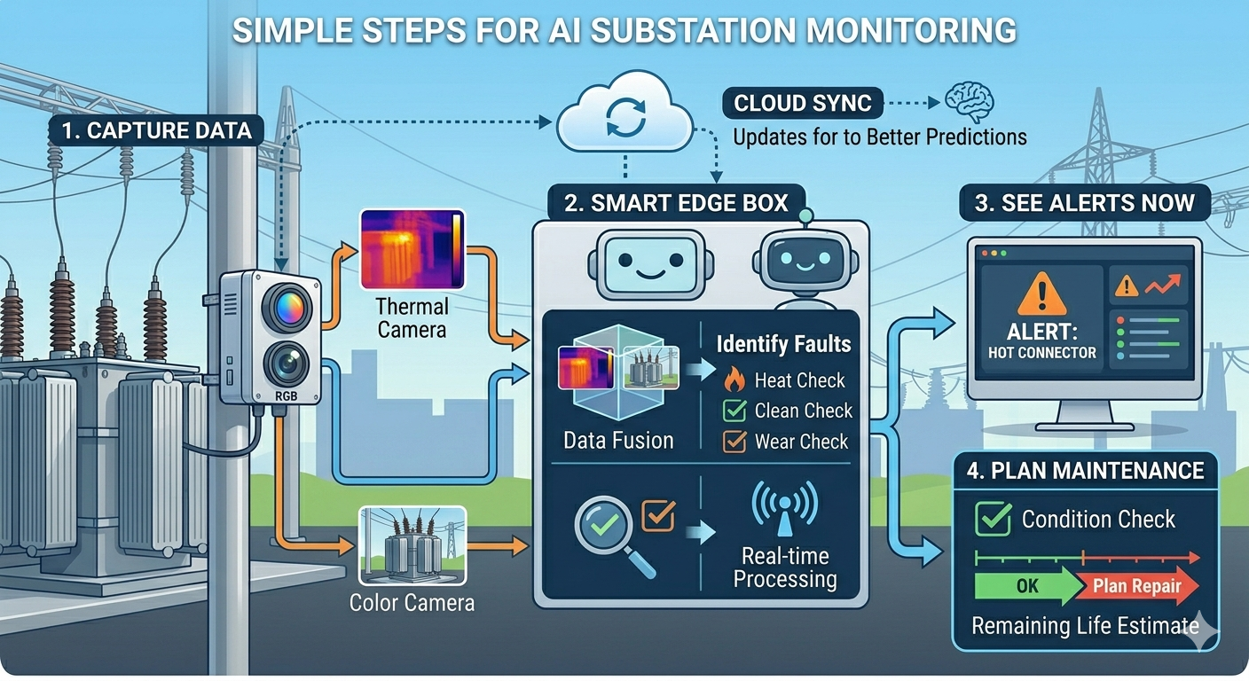 Multi-Modal Edge AI Based Substation Monitoring System Using Thermal-RGB Fusion for Intelligent Fault Detection and Predictive Maintenance