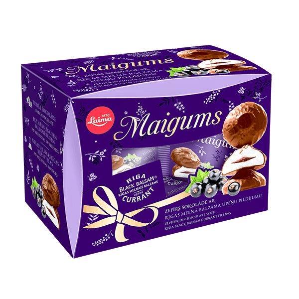 Laima - Maigums Glazed Marsmallows with Riga Black Balsam Currant Filling 185g