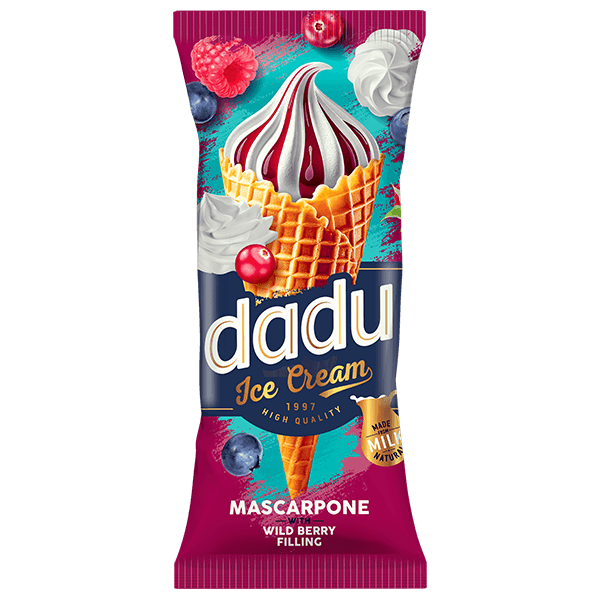 Dadu - Mascarpone Ice Cream with Forest Fruit Topping in Cone 150ml