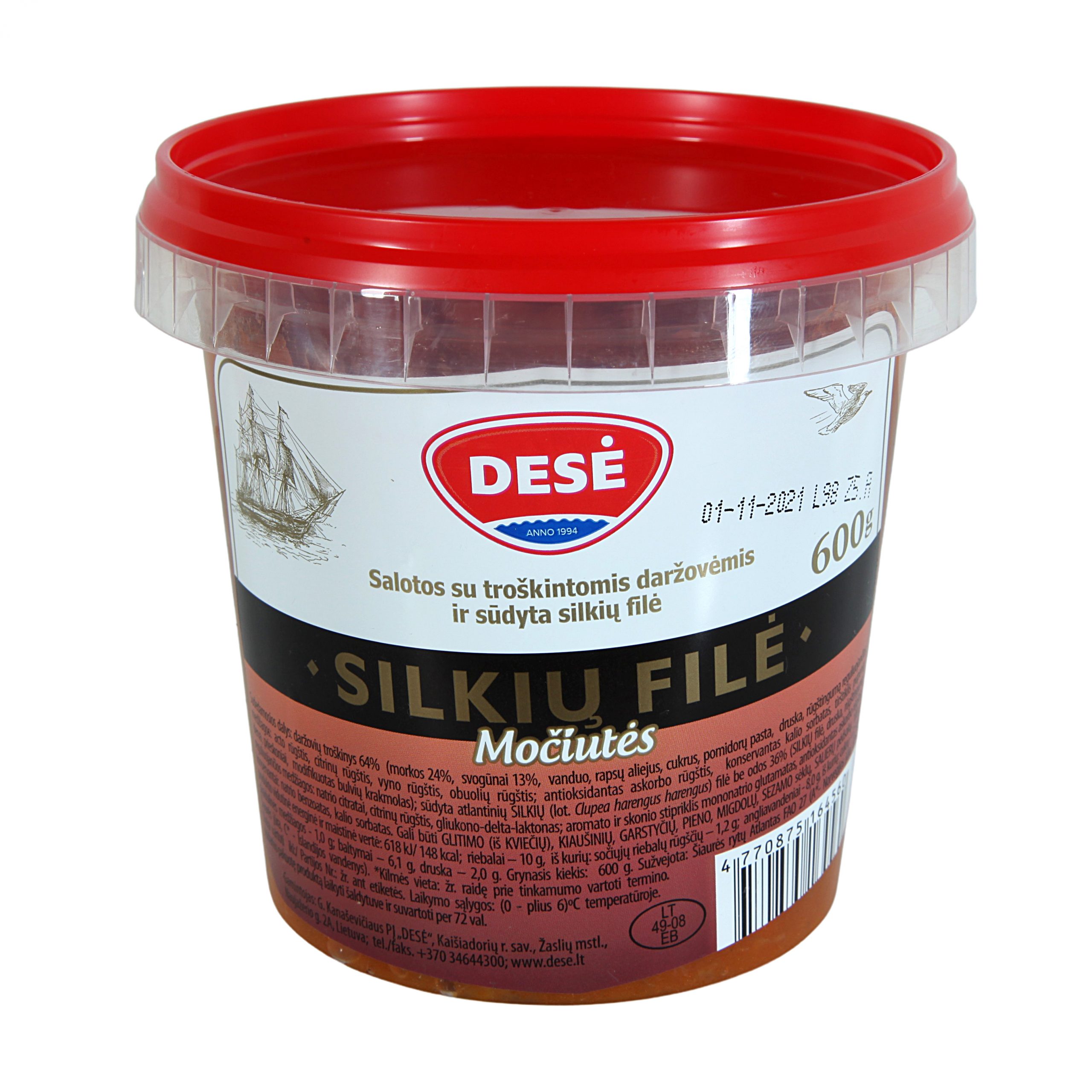 "MOČIUTĖS" - salad with stewed vegetables and salted herring fillet, 600 g