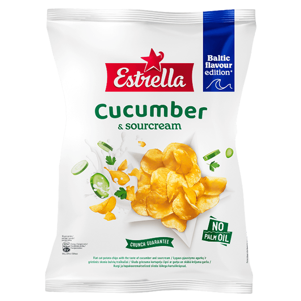 Estrella - Flat Cut Potato Chips with Taste of Cucumber and Sourcream 170g