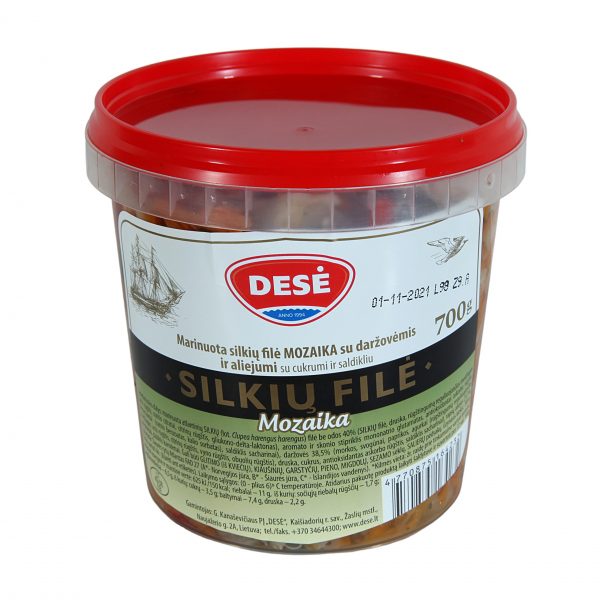 "MOZAIKA" - marinated herring fillet with vegetables and oil (with sugar and sweetener), 700 g