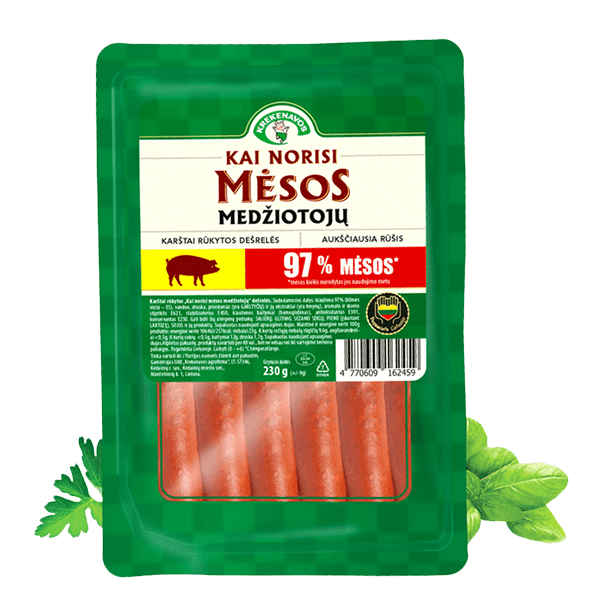 Krekenavos - Kai Norisi Mesos Medziotoju Hot Smoked Sausages 230g