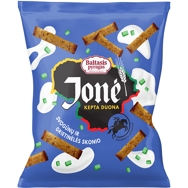 Baltasis Pyragas - Fried Bread Sticks Sour Cream and Onion Flavour 100g