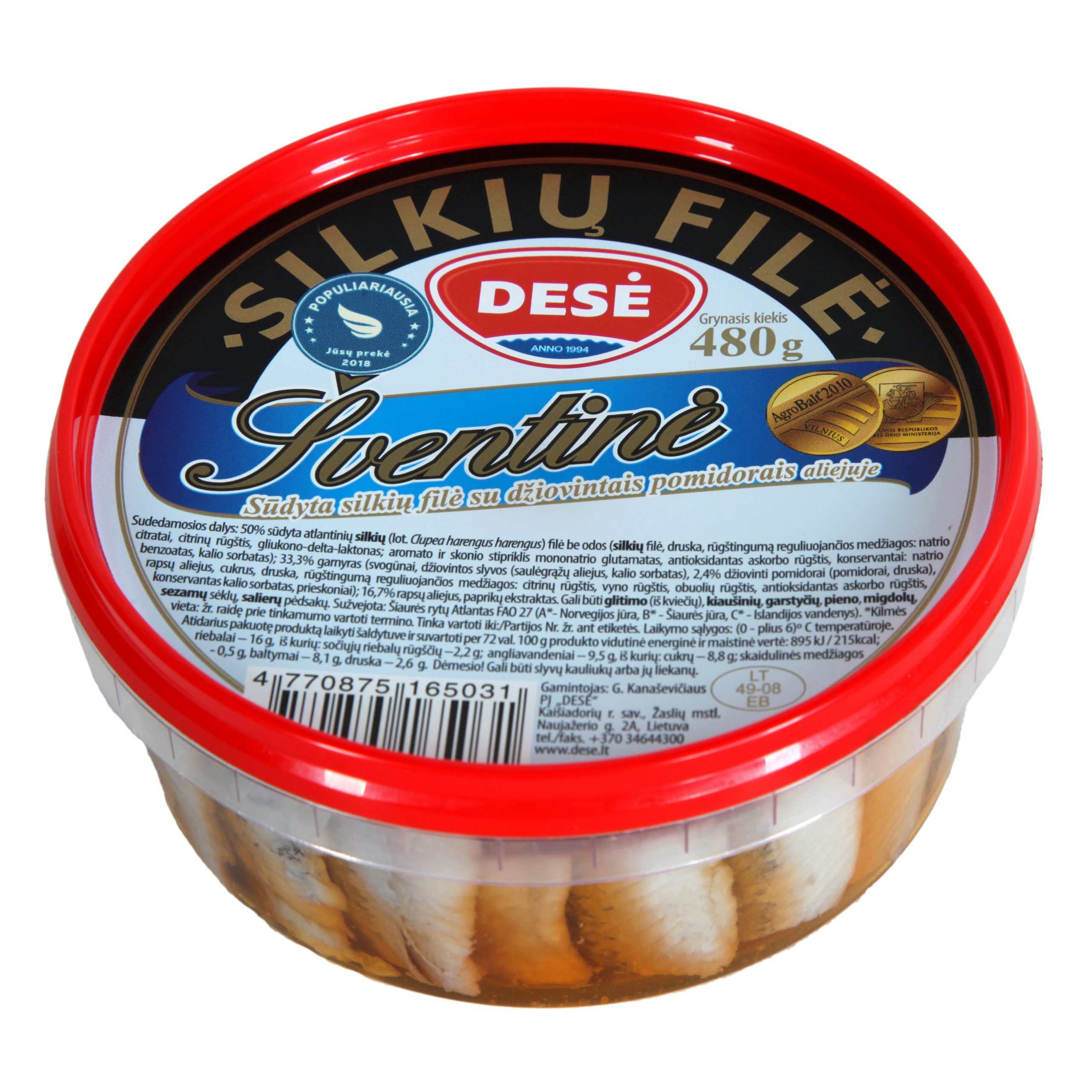 Dese - Sventine Herring Fillet with Dried Tomatoes 480g