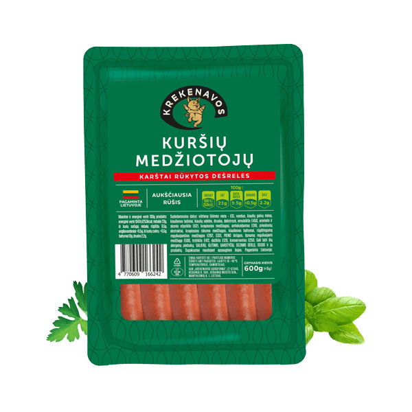 Krekenavos - Kursiu Medziotoju Hot Smoked Hunters Sausages 600g