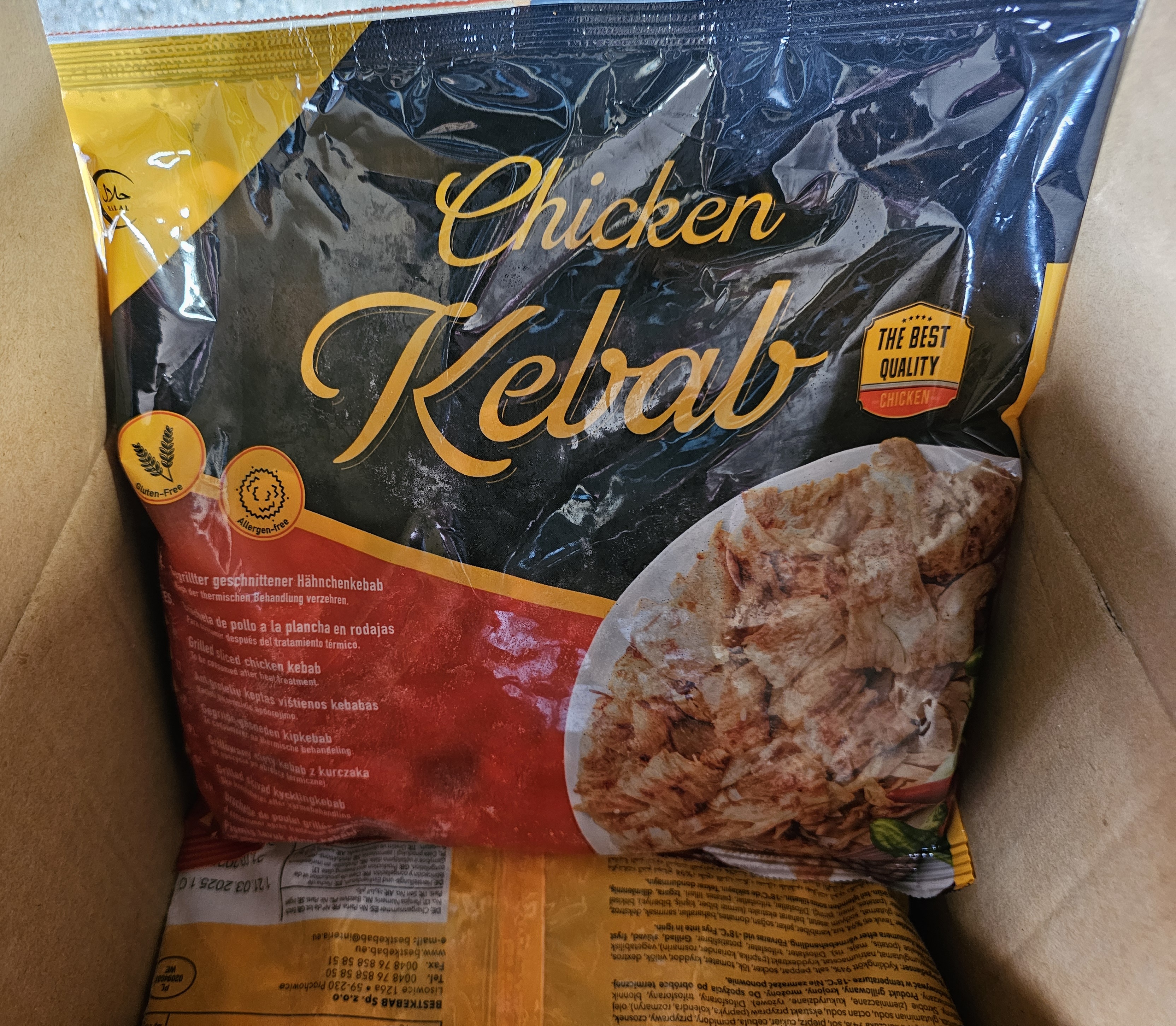 Sliced chicken kebab 1kg Frozen