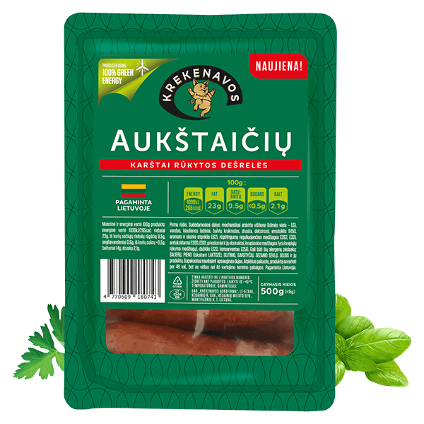 Krekenavos - Aukstaiciu Hot Smoked Pork Sausages 500g