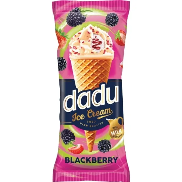 Dadu - Glazed Vanillla Ice Cream with Blackberry and Strawberry in Cone 150ml