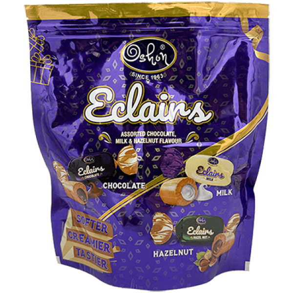 Oshon - Eclairs Mix Chocolate Milk&Hazelnut Flavour Sweets 600g