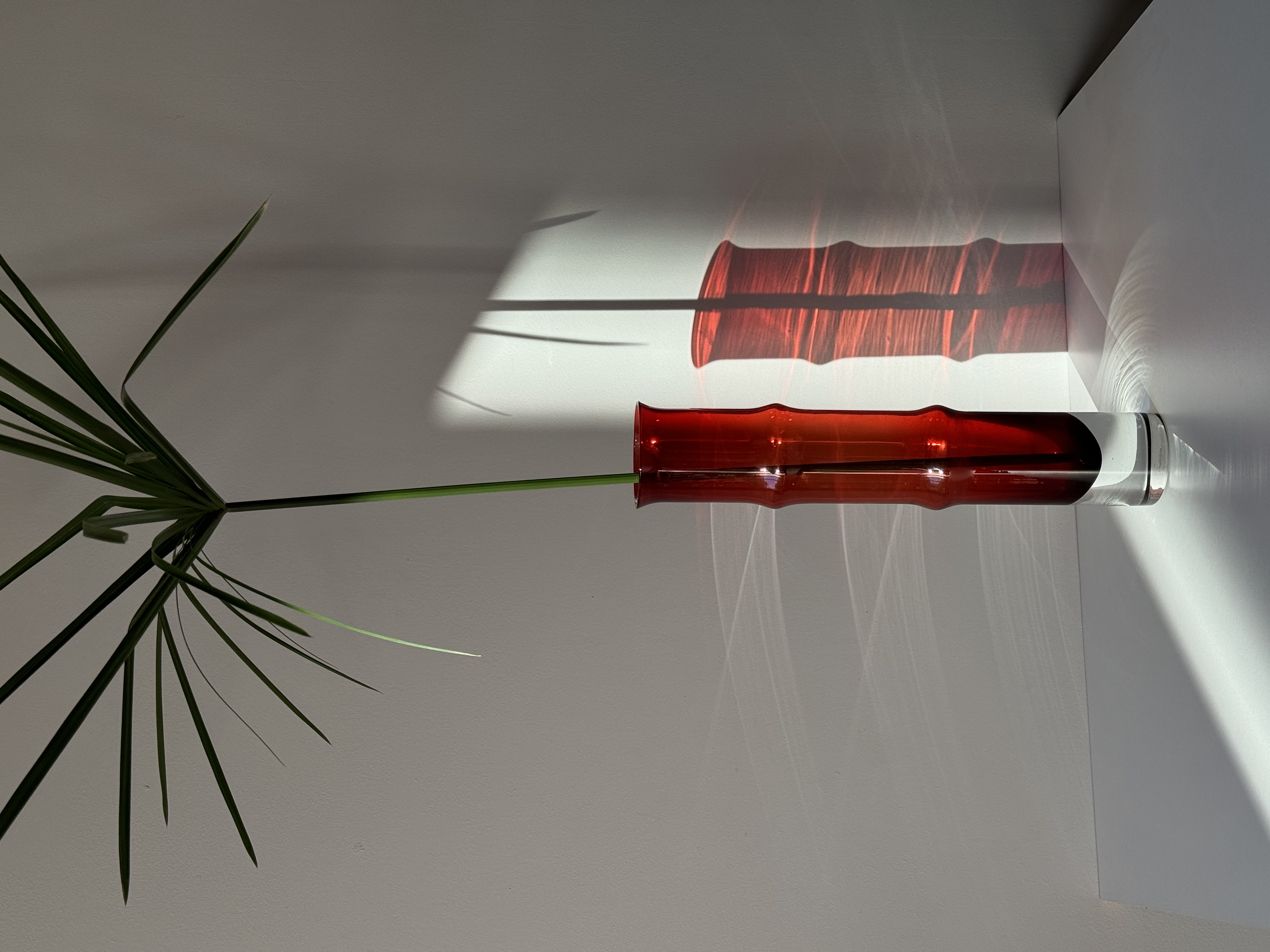 Sweden Design by Bo Bergström /red “bamboo”vase from Aseda glass 1960s