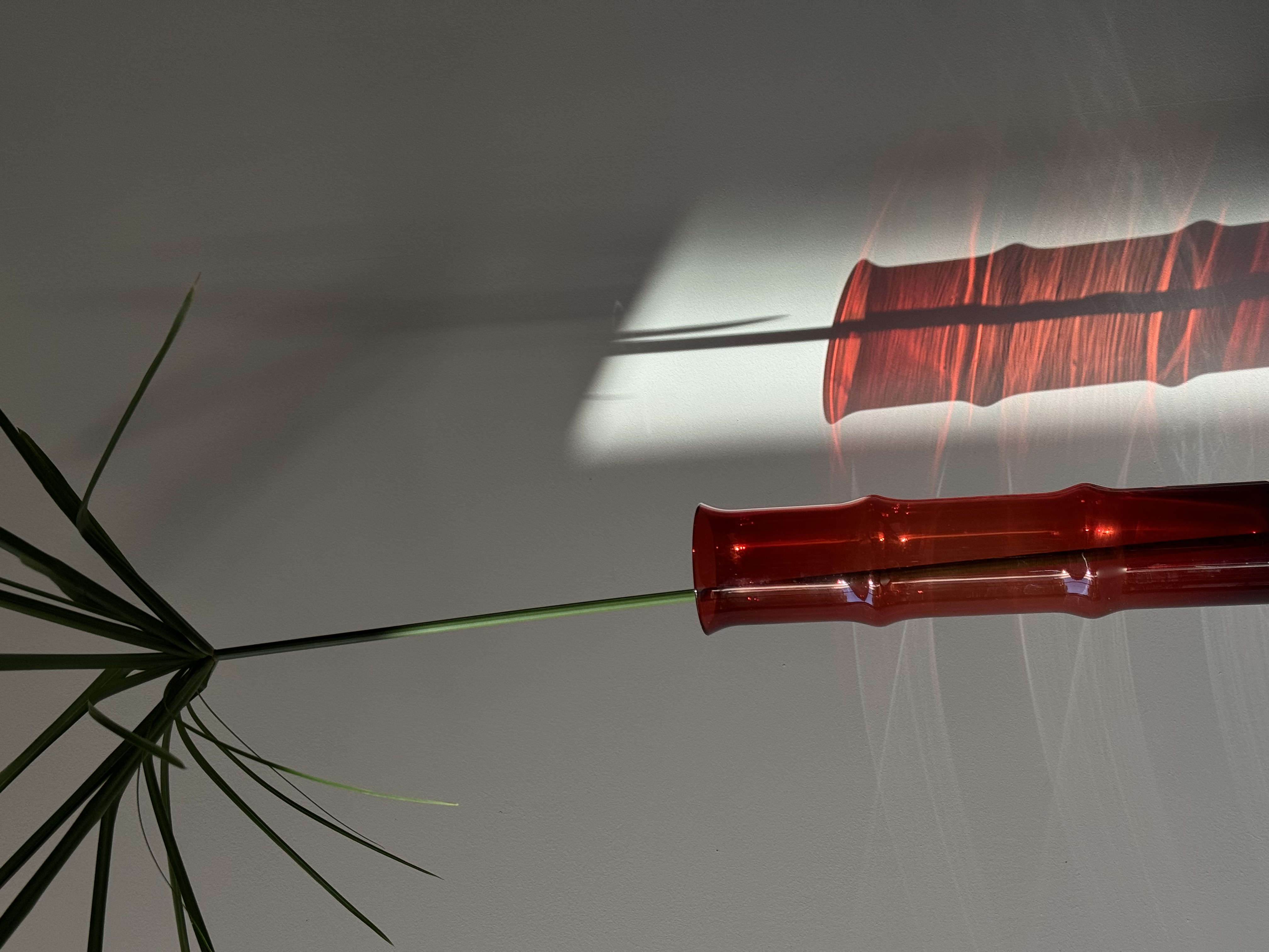 Sweden Design by Bo Bergström /red “bamboo”vase from Aseda glass 1960s