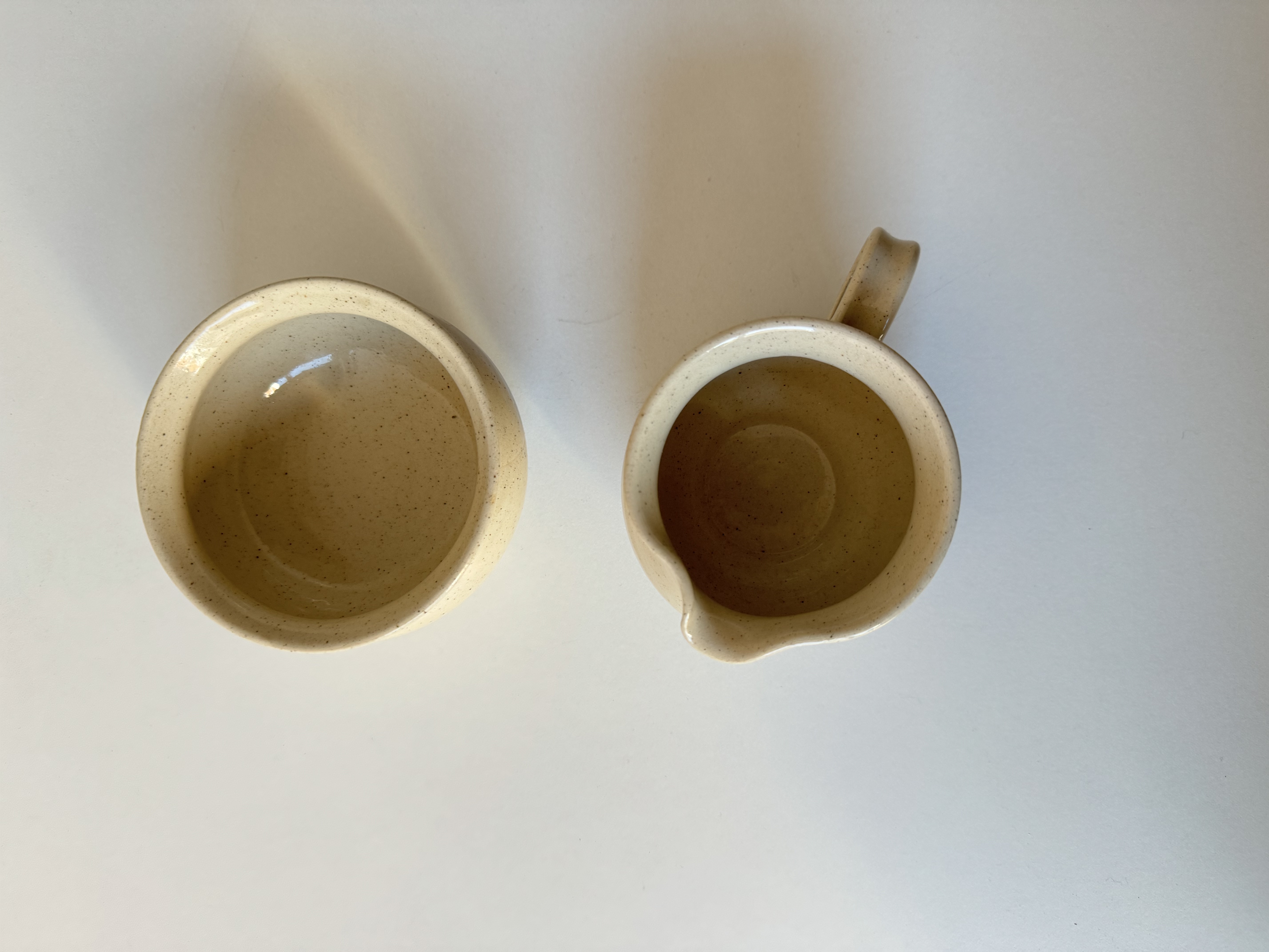 Set of two items: Handmade ceramic creamer and sugar bowl / Finland  
