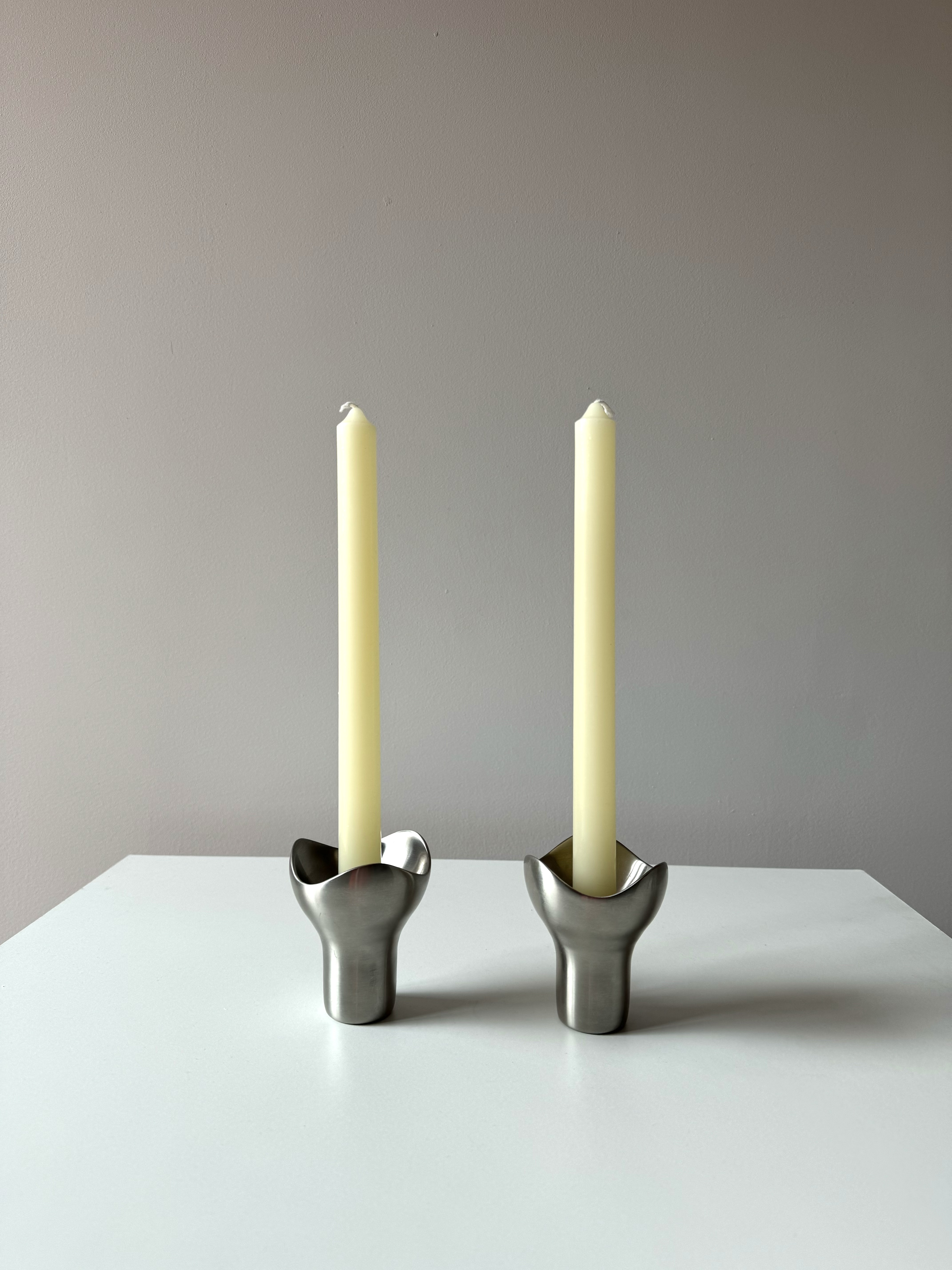 Metal Candle Holders 1990s/Danish Design by Georg Jensen 