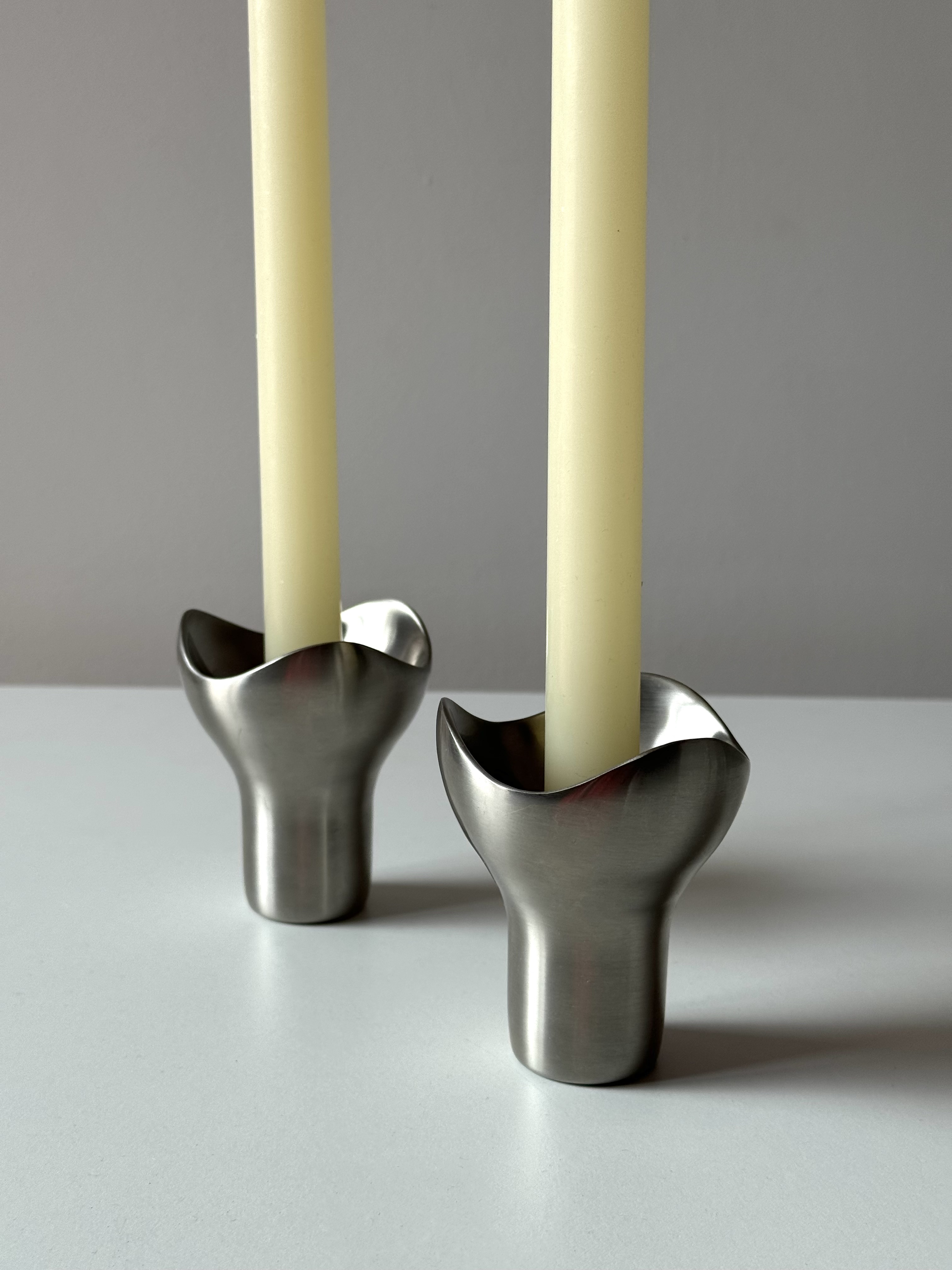 Metal Candle Holders 1990s/Danish Design by Georg Jensen 