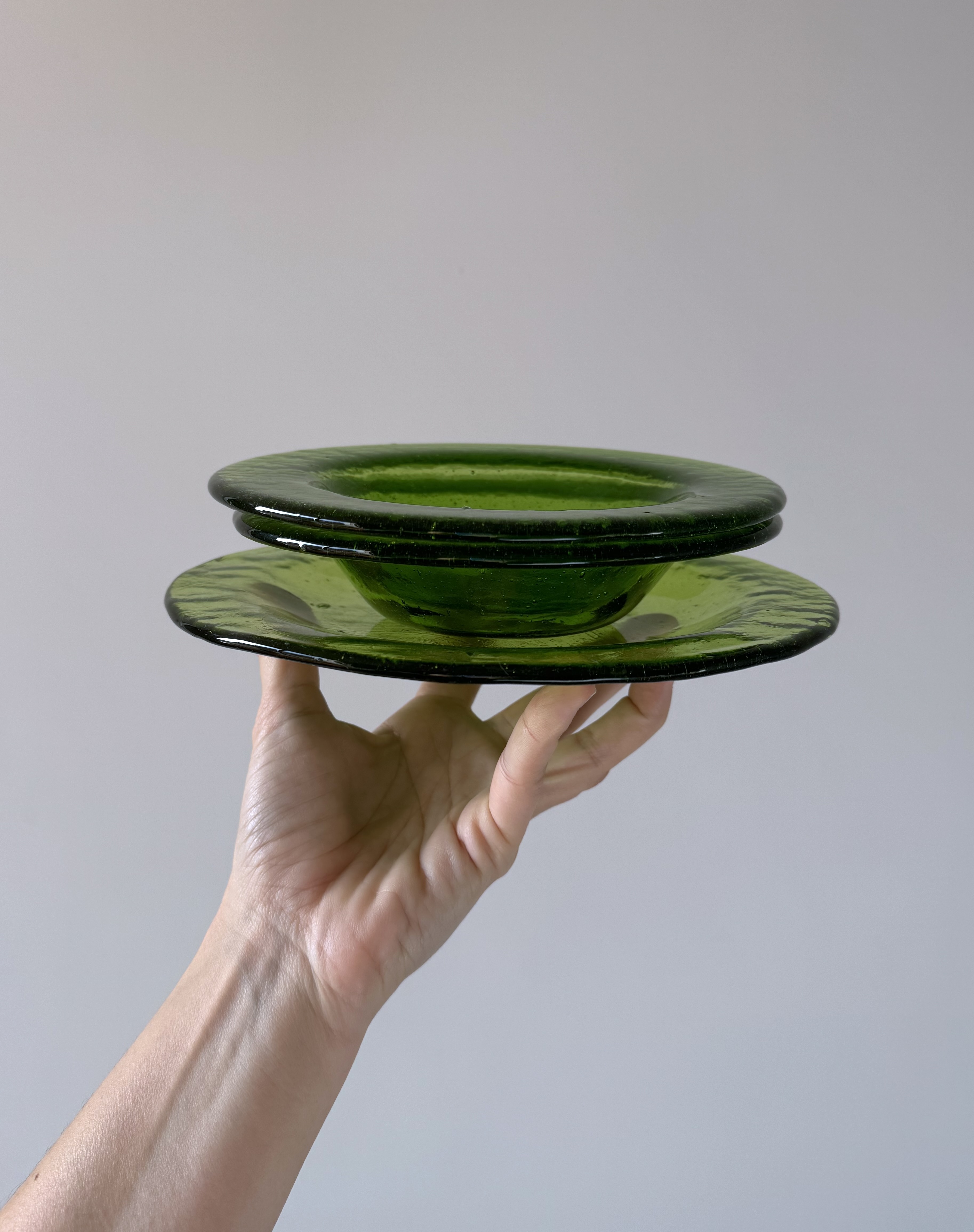 Hand made Glass Plates/Humppila Talonpoika/ Finland