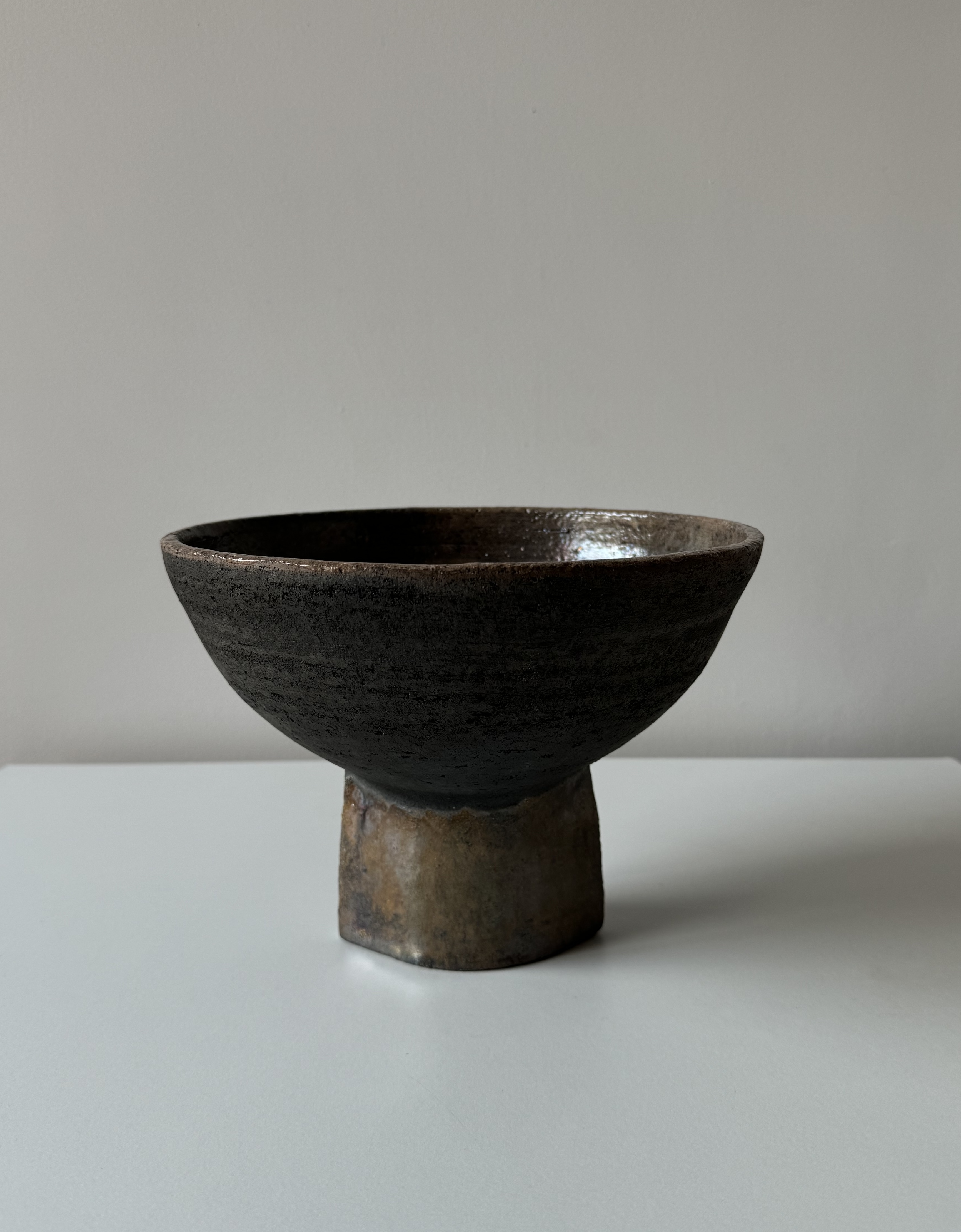 Handmade ceramic dish for fruits with a signature