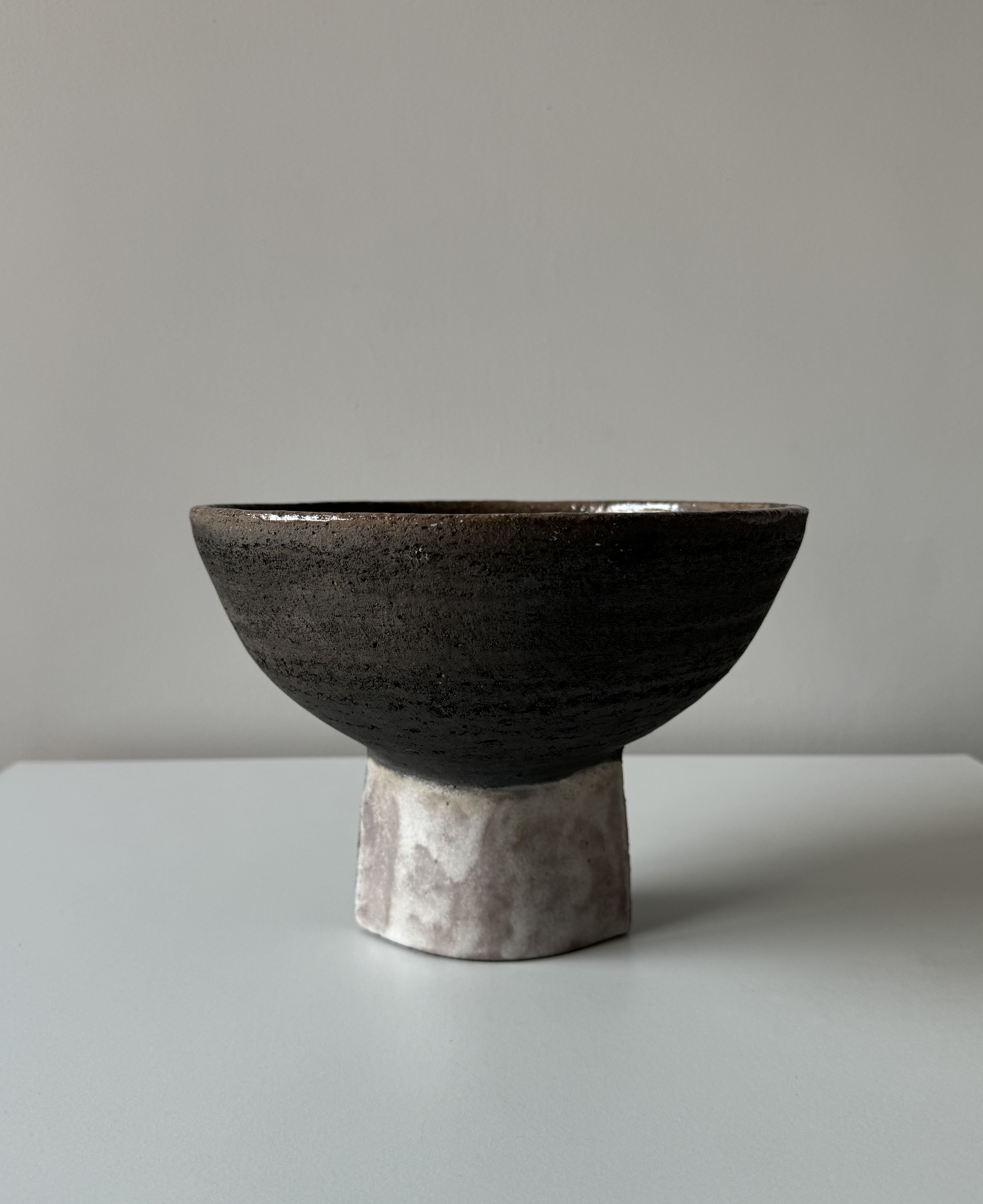 Handmade ceramic dish for fruits with a signature
