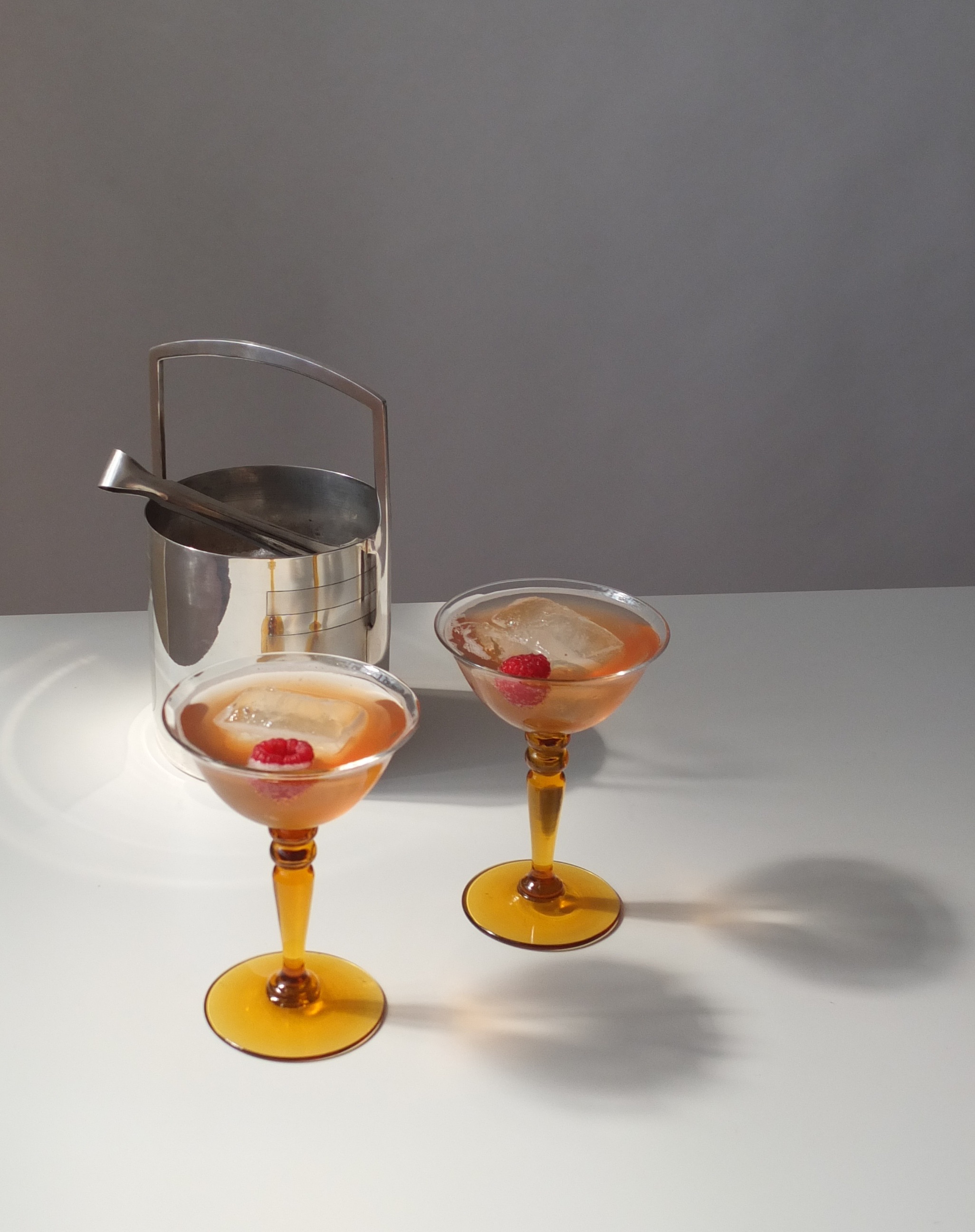 Elegant stemmed glasses for sparkling drinks/ France