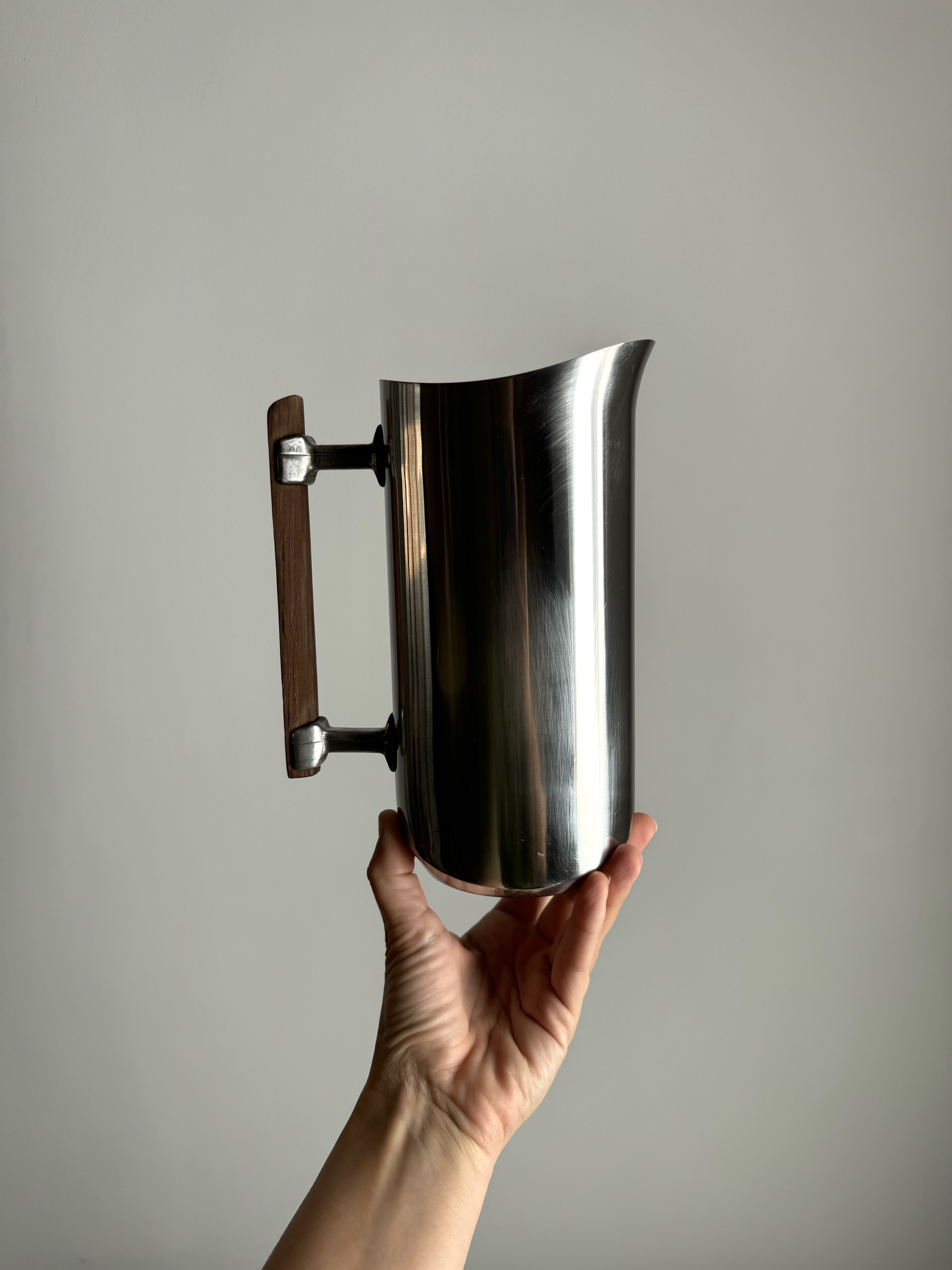 Vintage Danish Jug – Stainless Steel with Wooden Handle