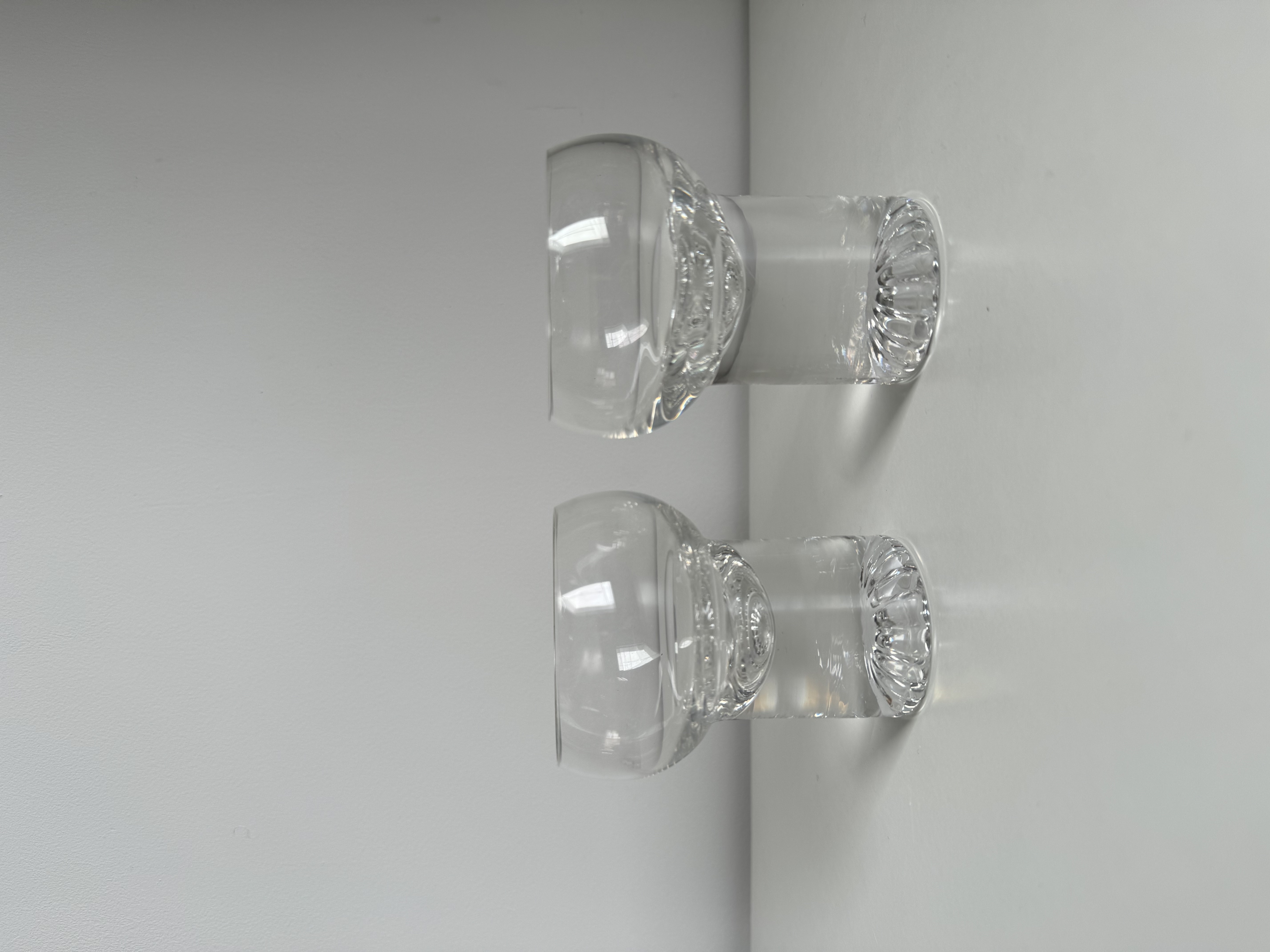 Pair of Wine Glasses with Heavy Base and Cut Pattern /Scandinavia