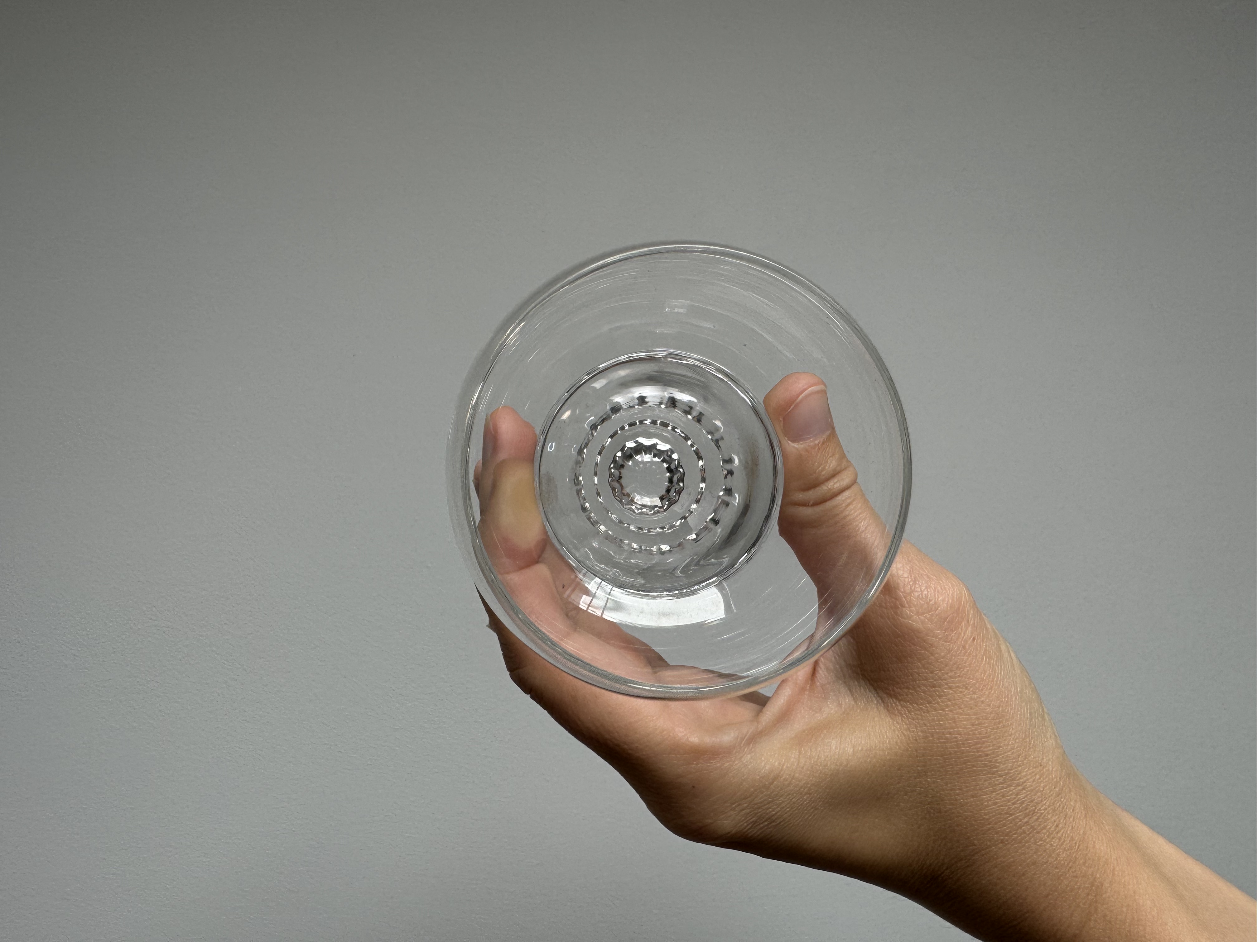 Pair of Wine Glasses with Heavy Base and Cut Pattern /Scandinavia