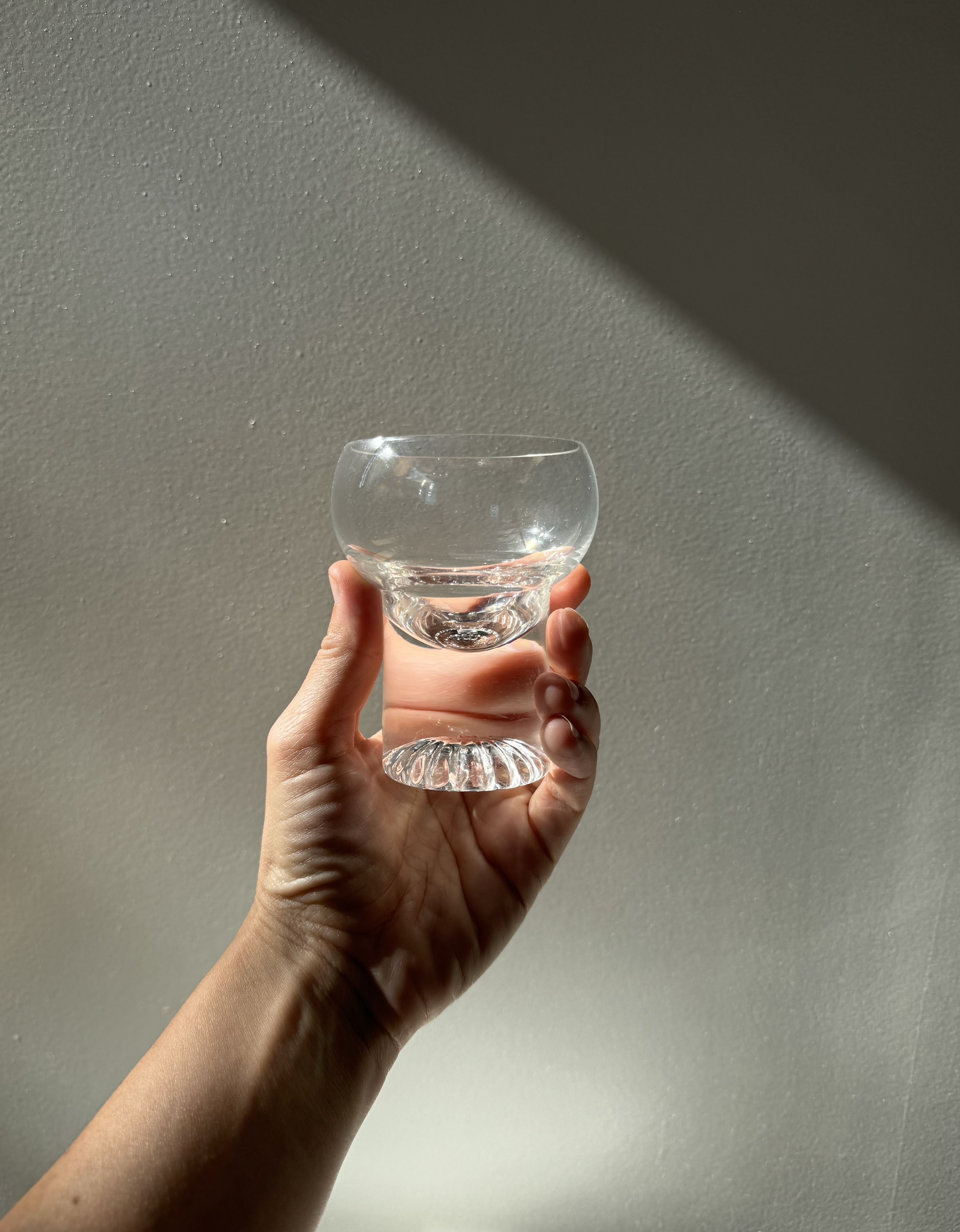 Pair of Wine Glasses with Heavy Base and Cut Pattern /Scandinavia
