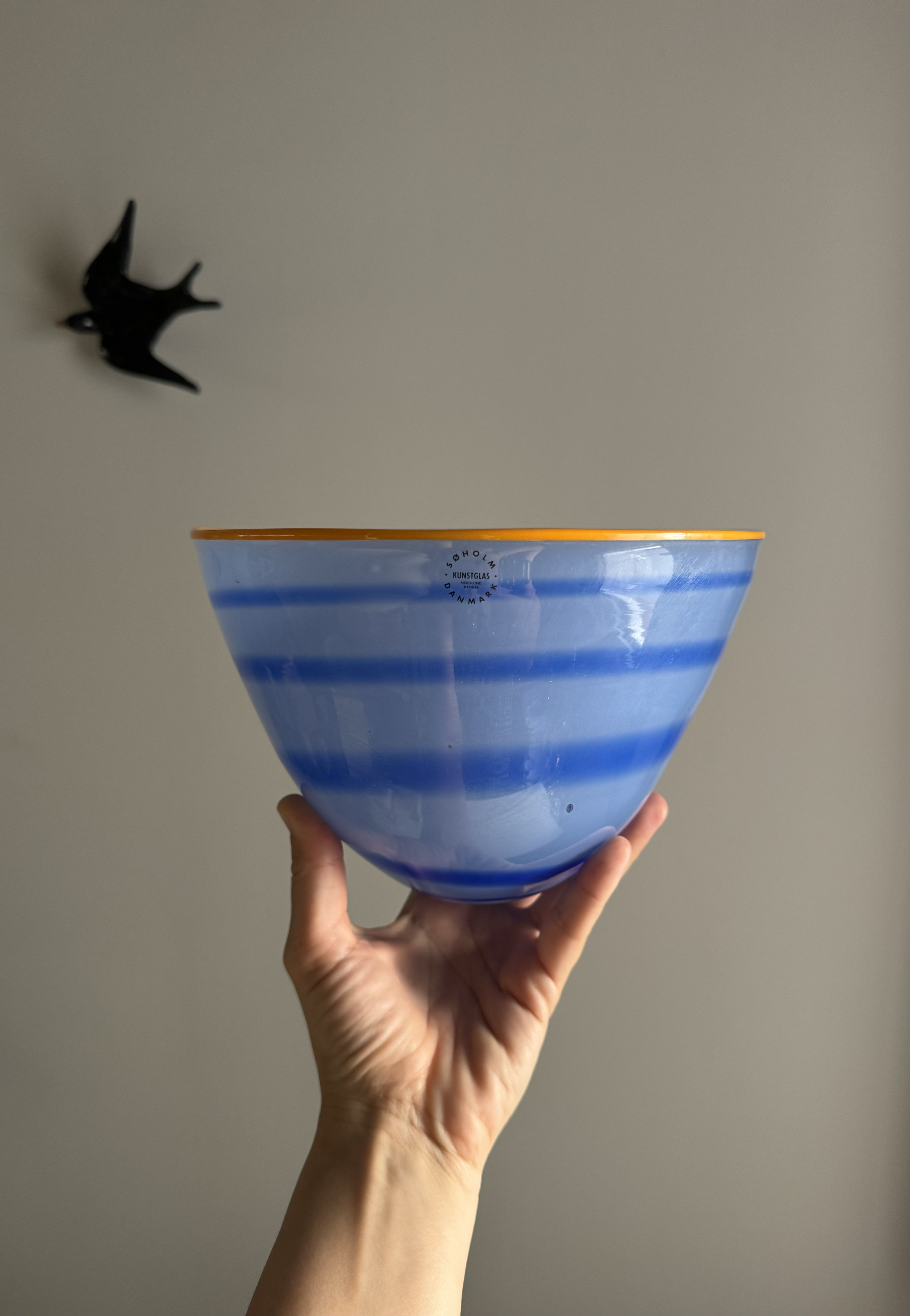 Glass Bowl with Bright Pattern / Danish Company Søholm