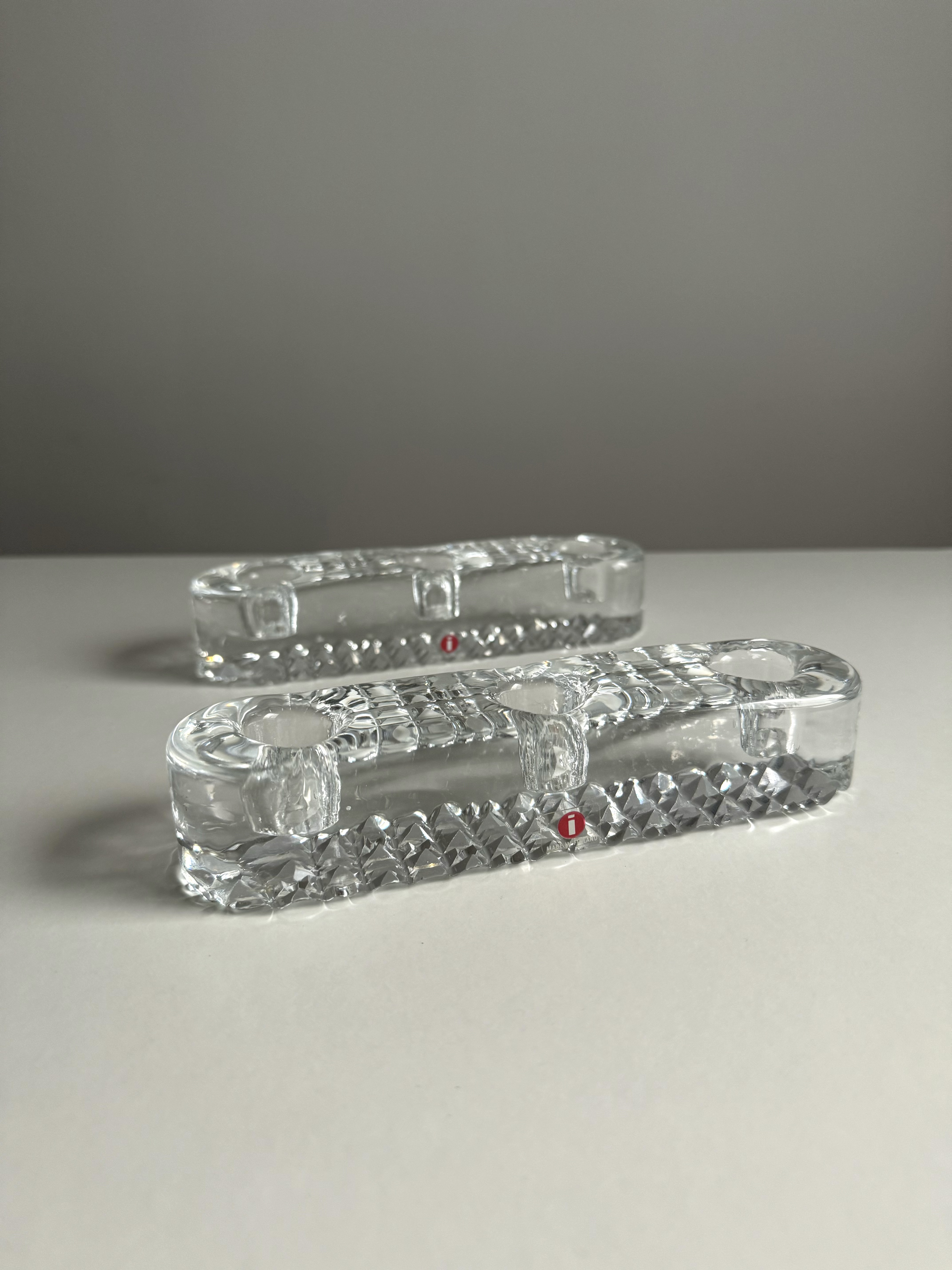 Art Glass 3 Candlestick Holder /Iittala Made in Finland