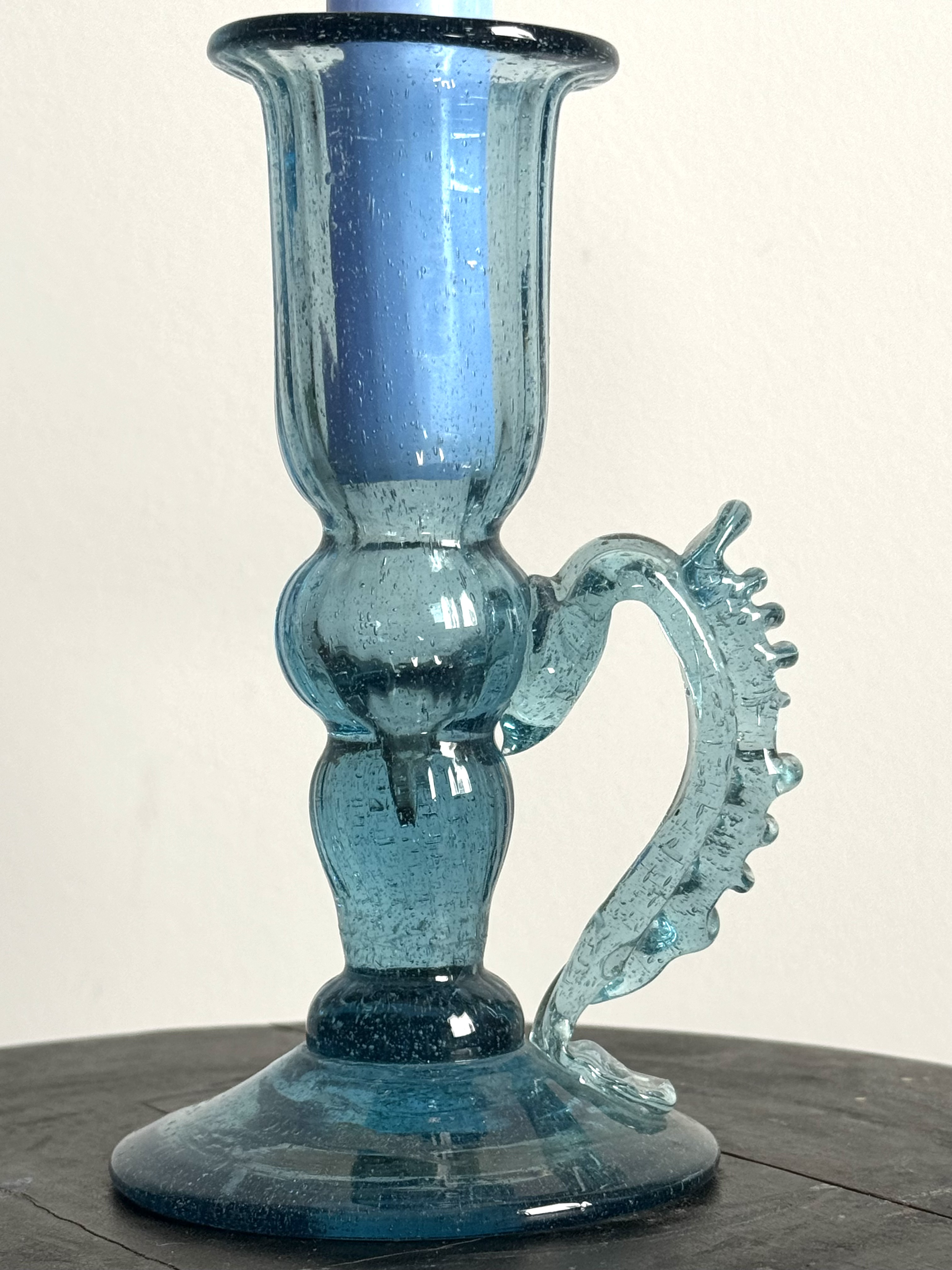 Handcrafted glass candle holder 1970-80s /Gordiola.