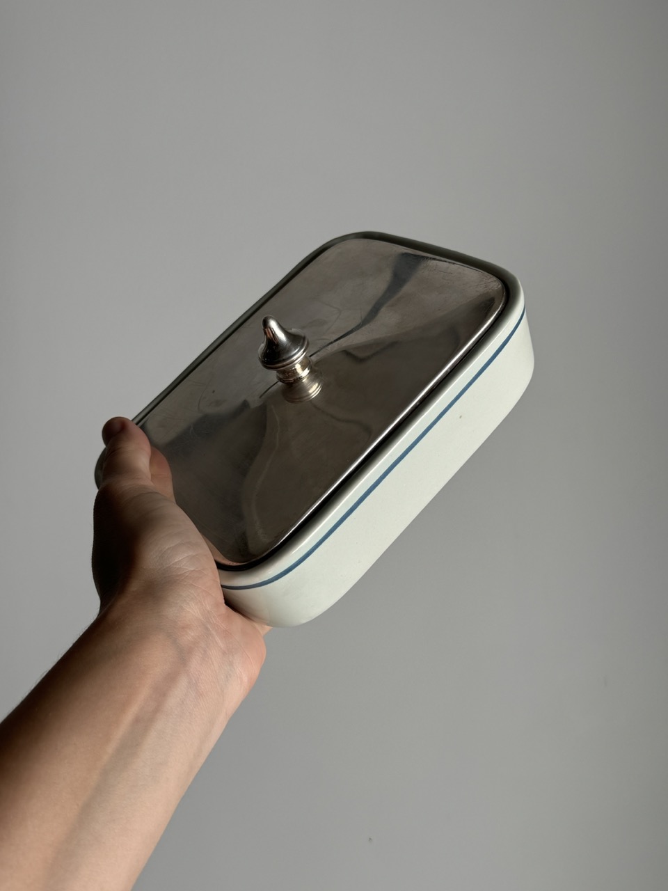 Ceramic butter dish with metal lid / Denmark