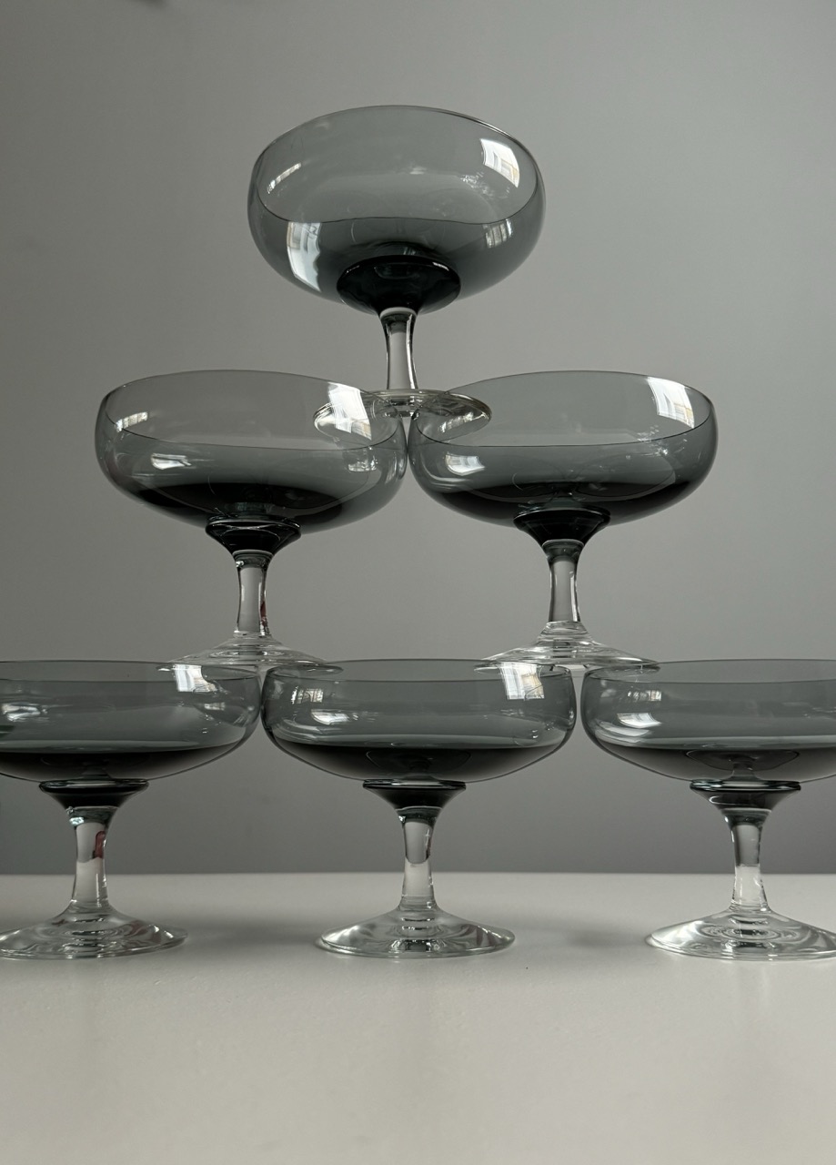 Set of 6 Champagne Coupes – Atlantic (Blue Gray) by Holmegaard