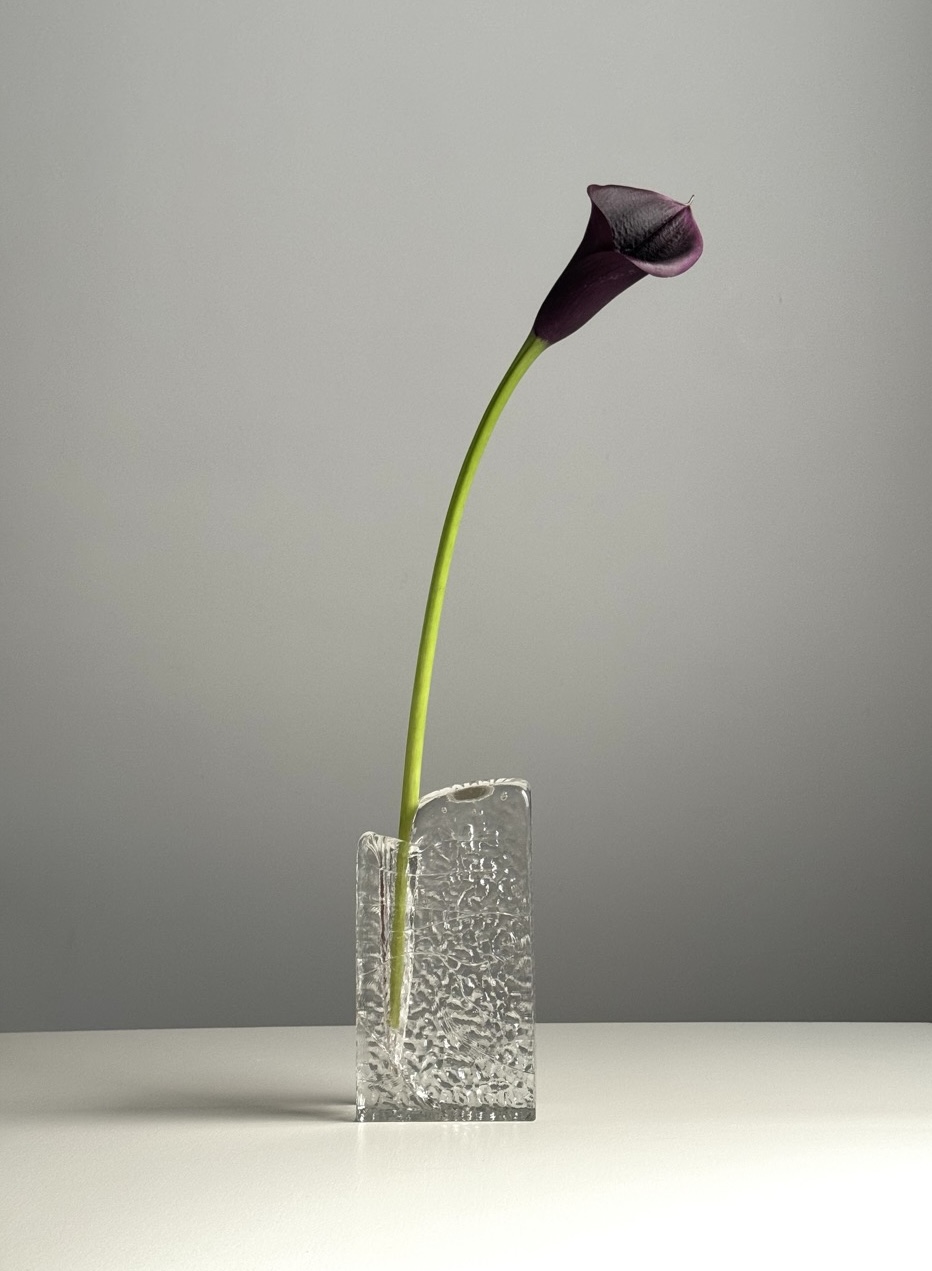Mid-century textured glass Solifleur vase / Germany / 1960s