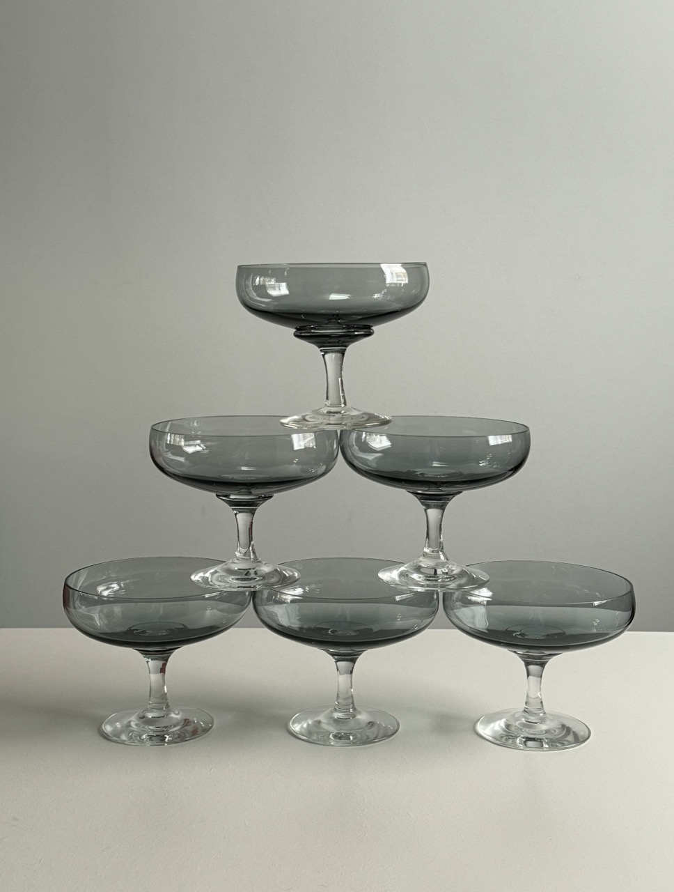 Set of 6 Champagne Coupes – Atlantic (Blue Gray) by Holmegaard