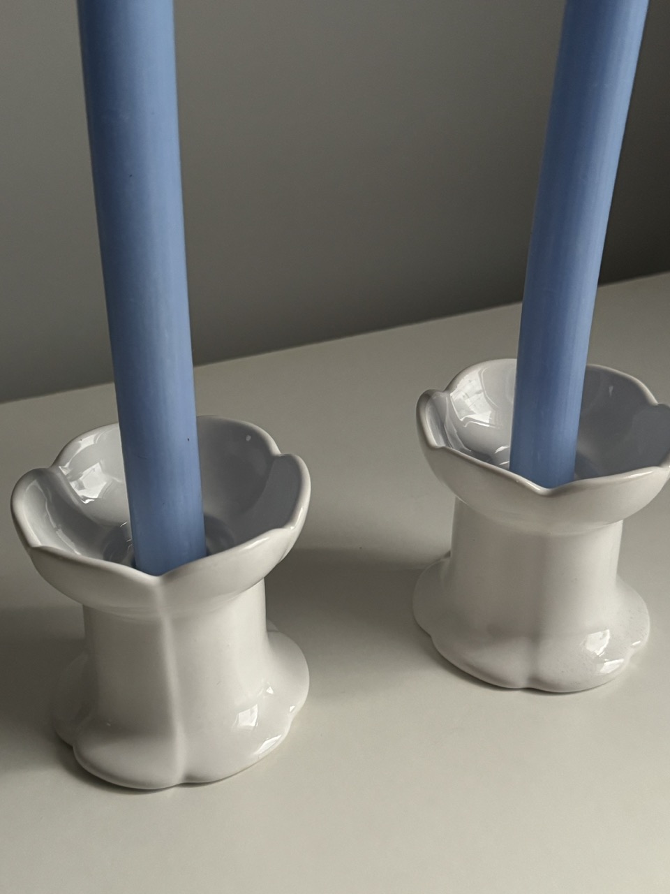 Two candlesticks Lotus Gustavsberg, design Margareta Hennix.