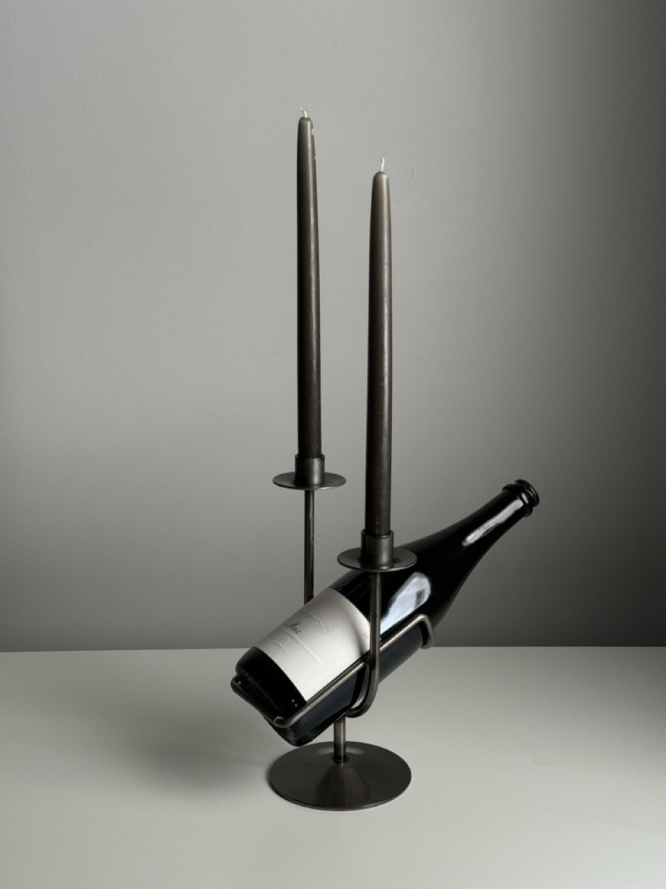  Candle Holder with a Wine Bottle Holder / Scandinavia