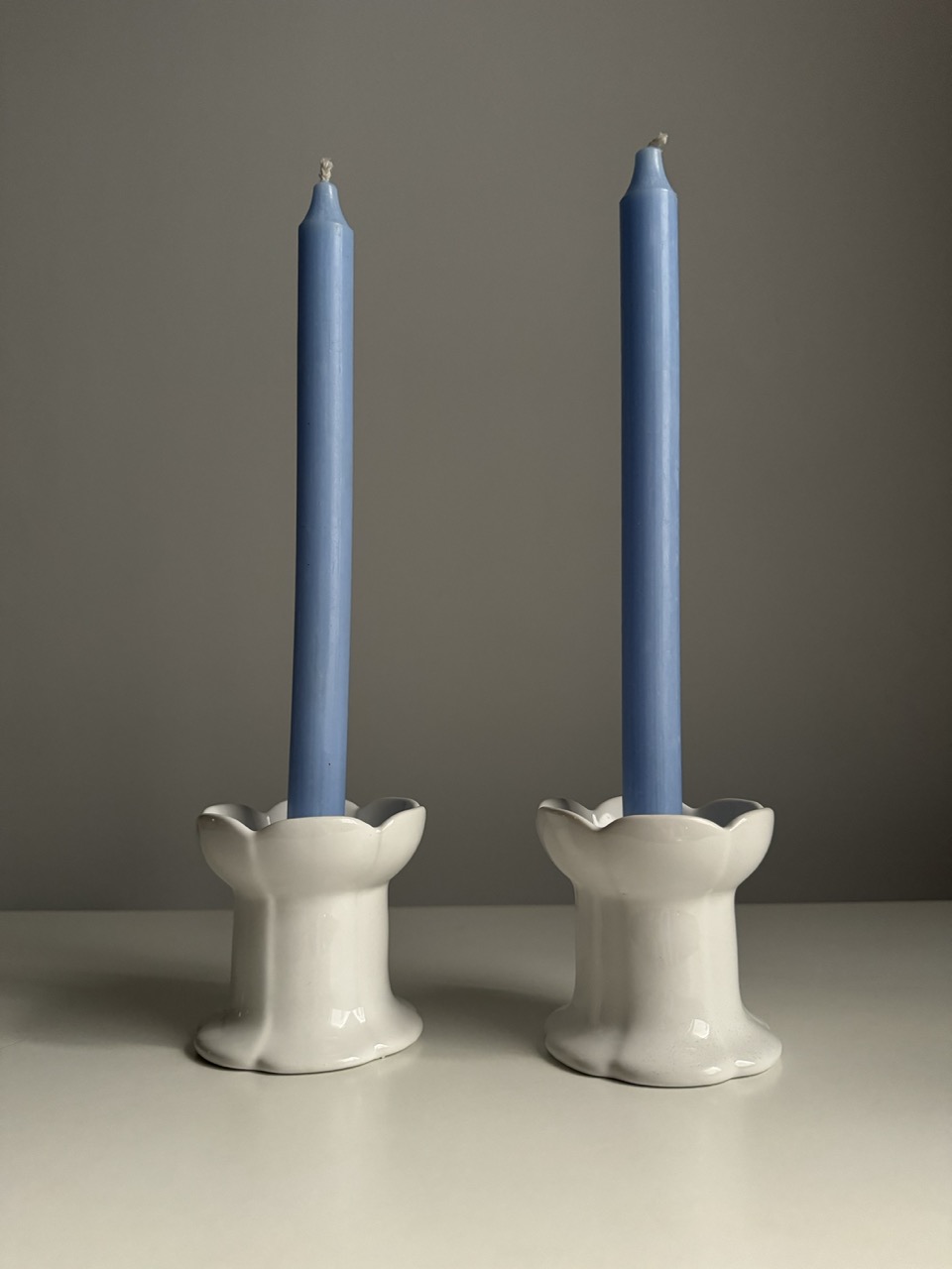 Two candlesticks Lotus Gustavsberg, design Margareta Hennix.