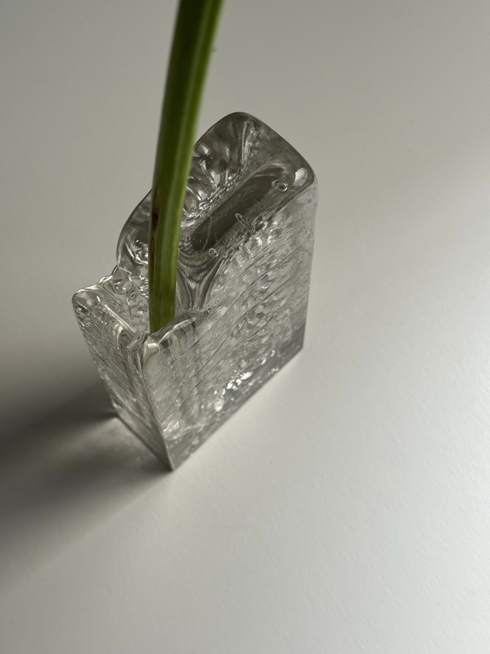 Mid-century textured glass Solifleur vase / Germany / 1960s