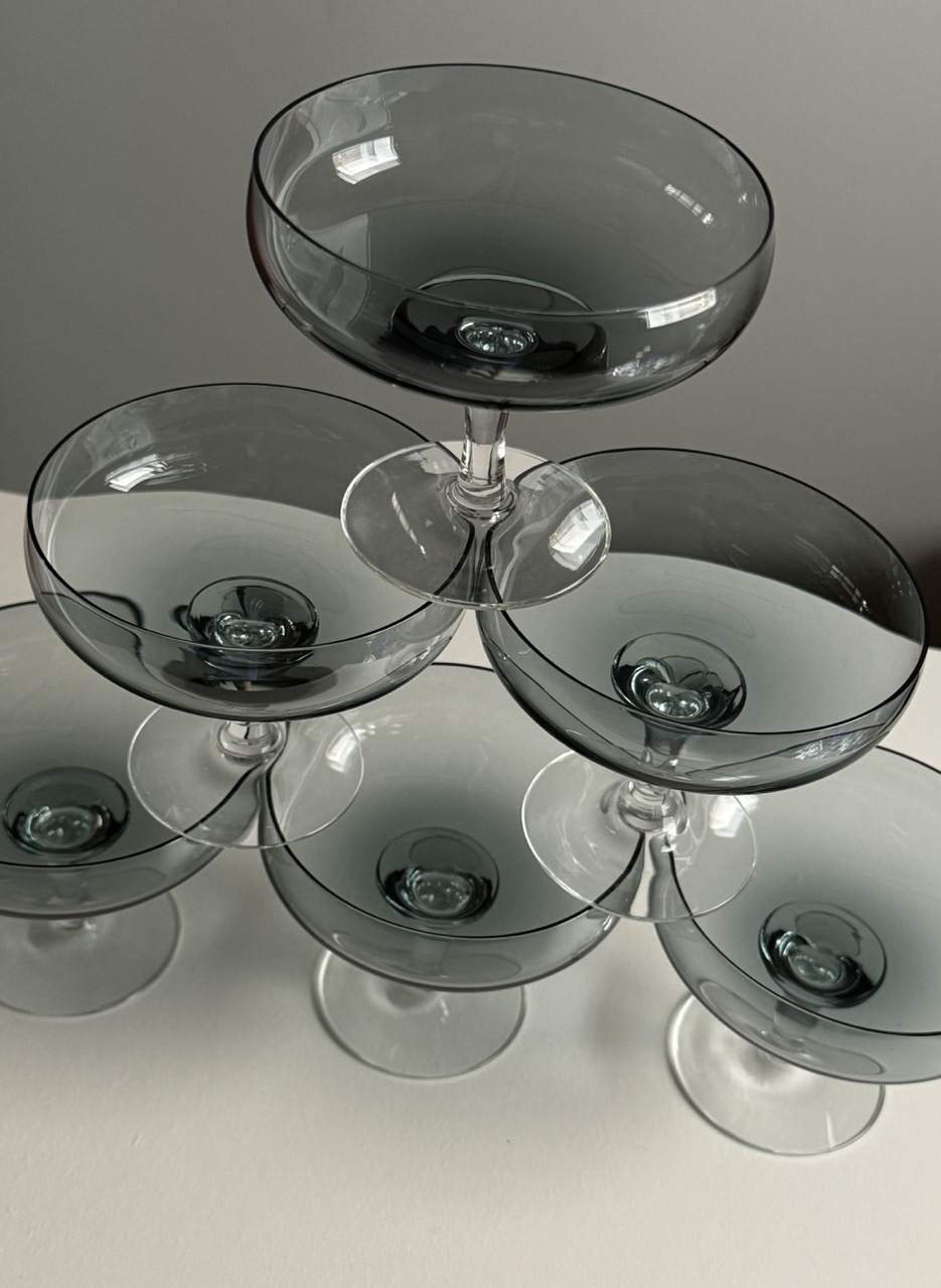 Set of 6 Champagne Coupes – Atlantic (Blue Gray) by Holmegaard