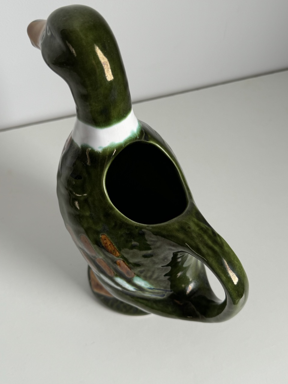 Duck-shaped jug, French majolica  