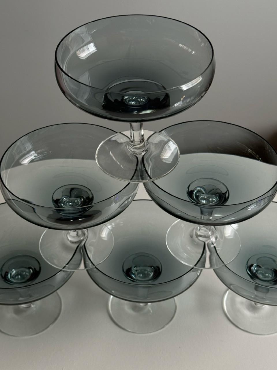 Set of 6 Champagne Coupes – Atlantic (Blue Gray) by Holmegaard