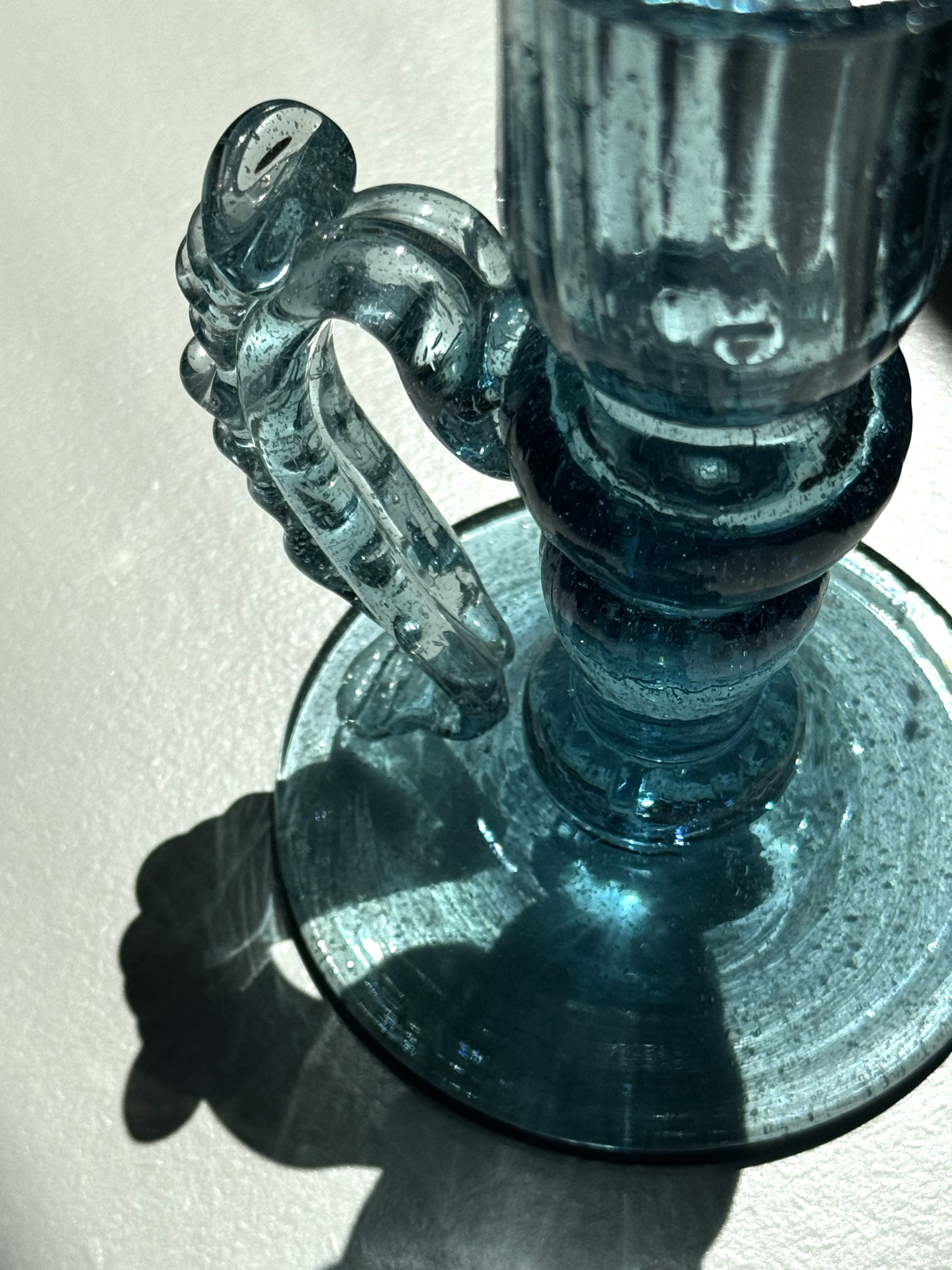 Handcrafted glass candle holder 1970-80s /Gordiola.