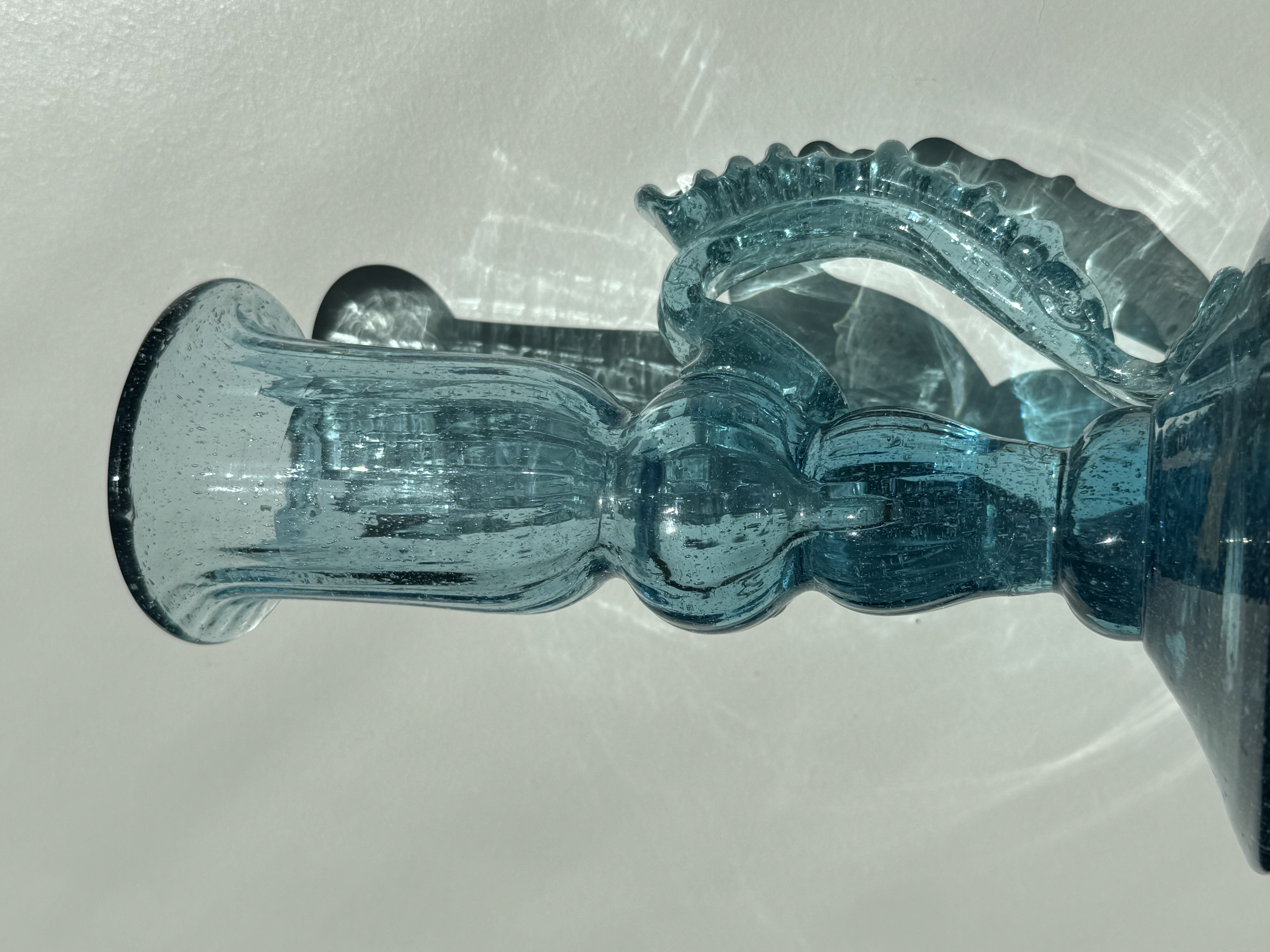 Handcrafted glass candle holder 1970-80s /Gordiola.