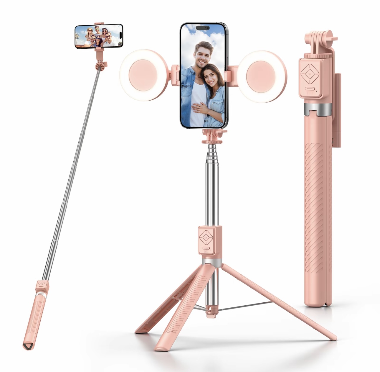 Palo Selfie Trípode, 2 Luces Extra Largo
