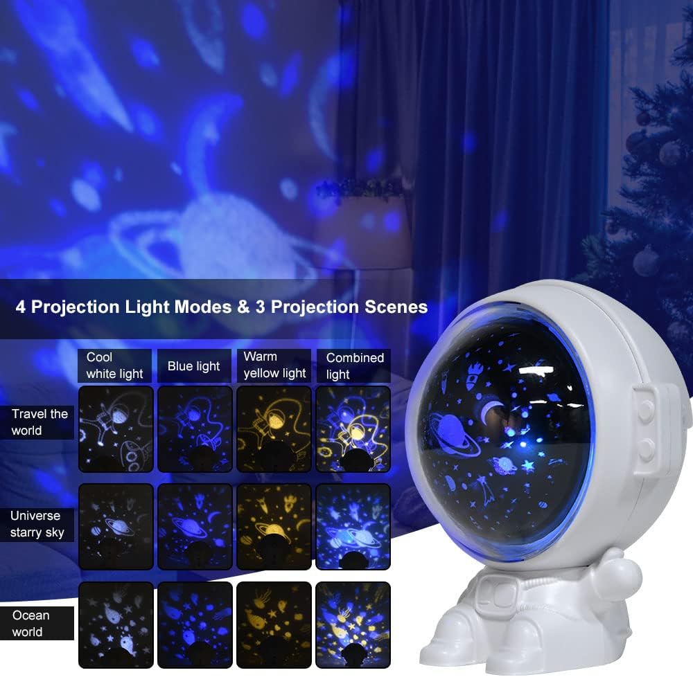 Proyector Astronauta, con Diapositivas y Música para Niños y Adultos 