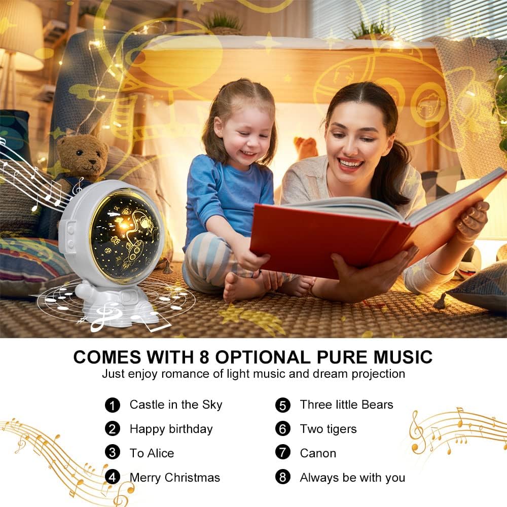 Proyector Astronauta, con Diapositivas y Música para Niños y Adultos 