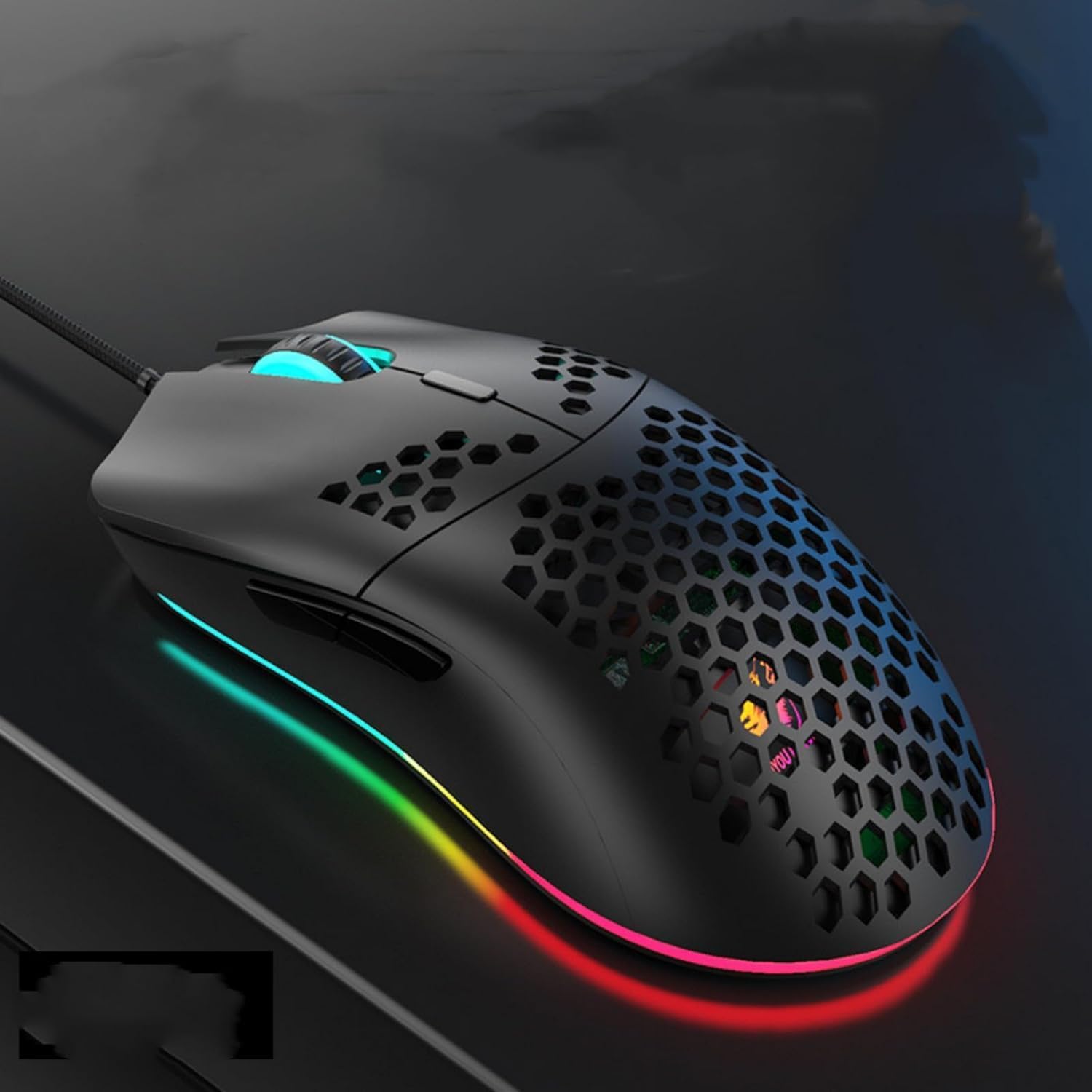 Ratón RGB para videojuegos, diseño de bandeja de abeja, ultraligero